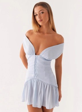 Dear Diary Mini Dress - Pastel Blue Romantic Hour