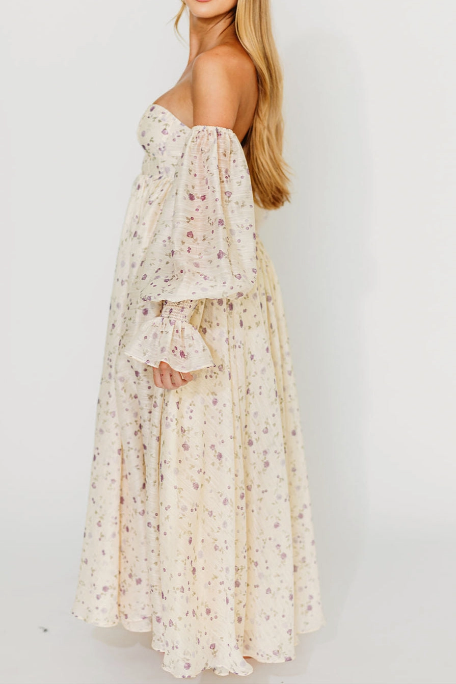 Dear Lily Maxi Dress in Lilac - Bump Friendly Evening Event Light Fall