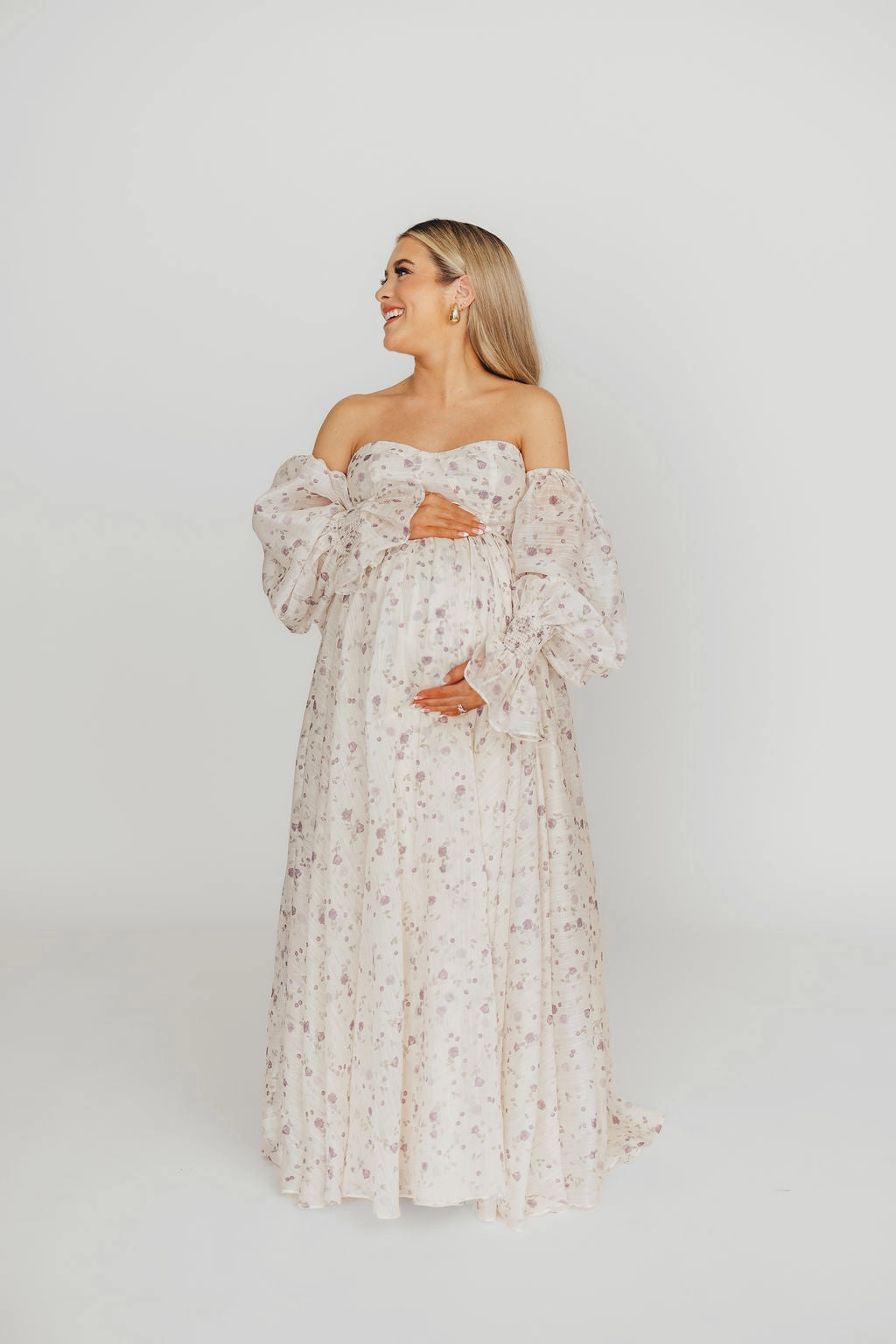 Elegant Detail Dear Lily Maxi Dress in Lilac - Bump Friendly