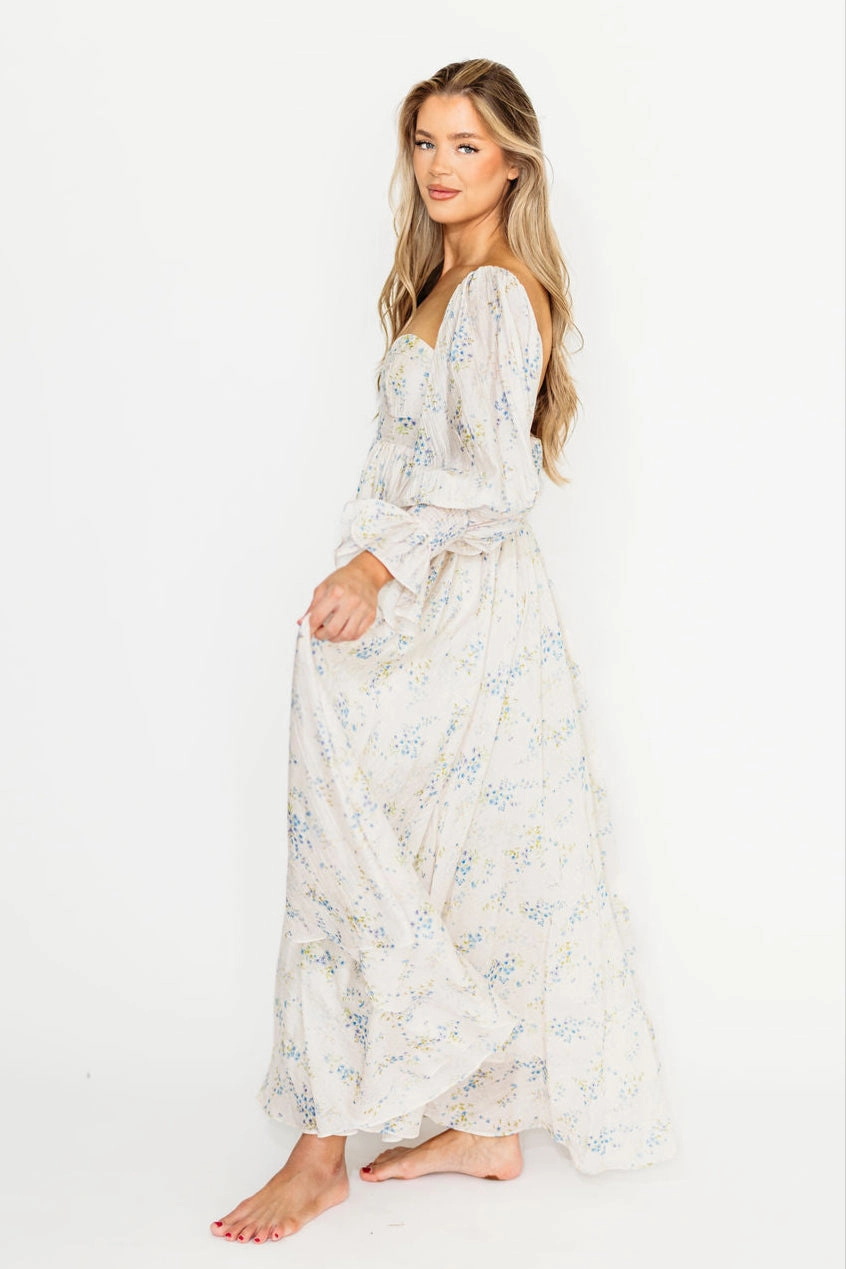 Dear Skye Floral Dress in Blue Loose Fit