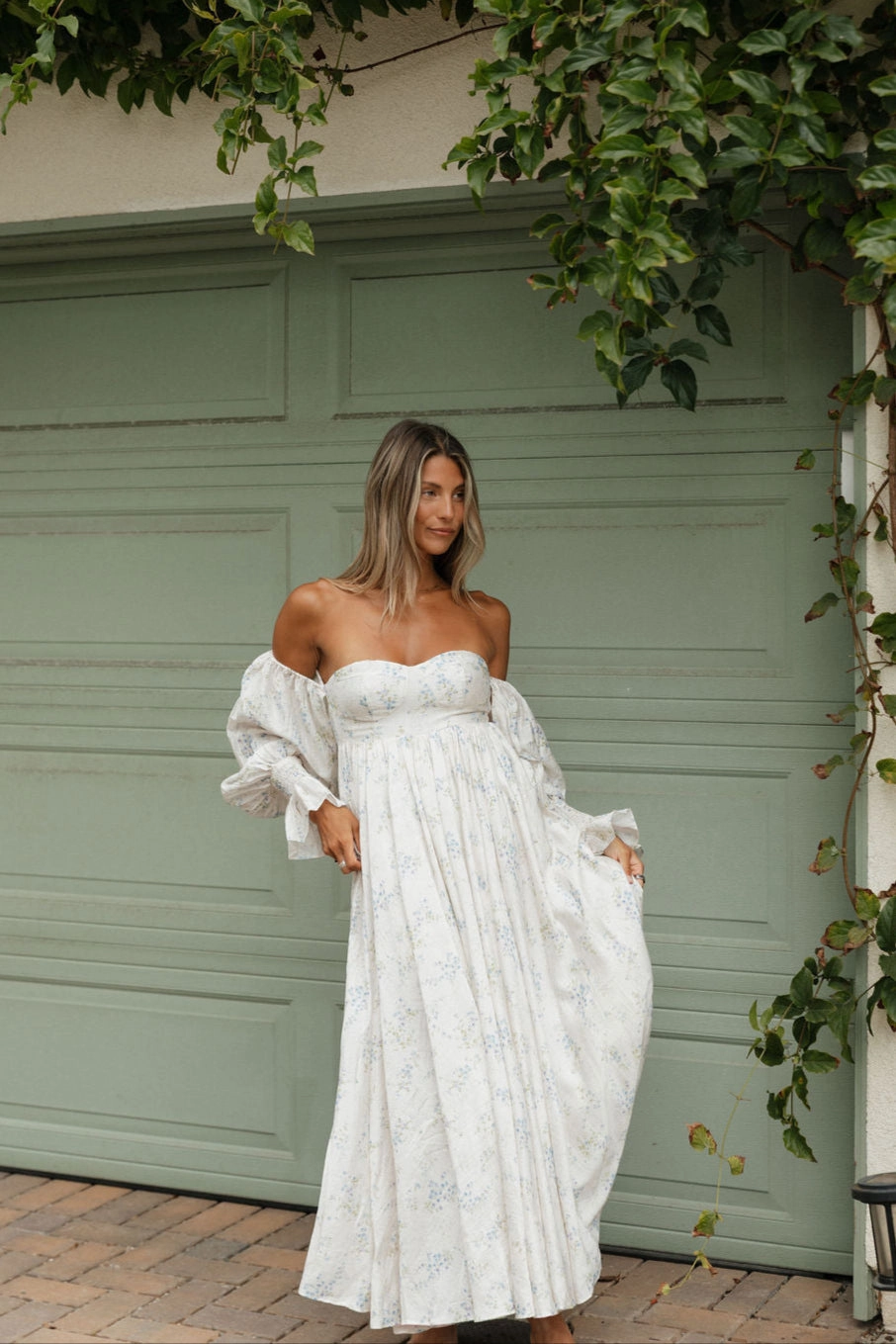 Dear Skye Floral Dress in Blue Elegant Layers Resort Outfit