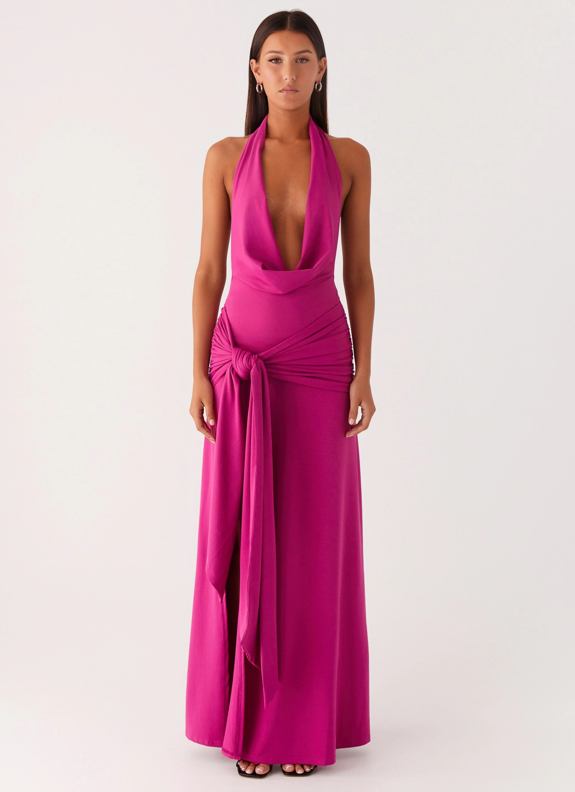 Monochrome Mood Rowan Ray Cowl Maxi Dress - Fuchsia