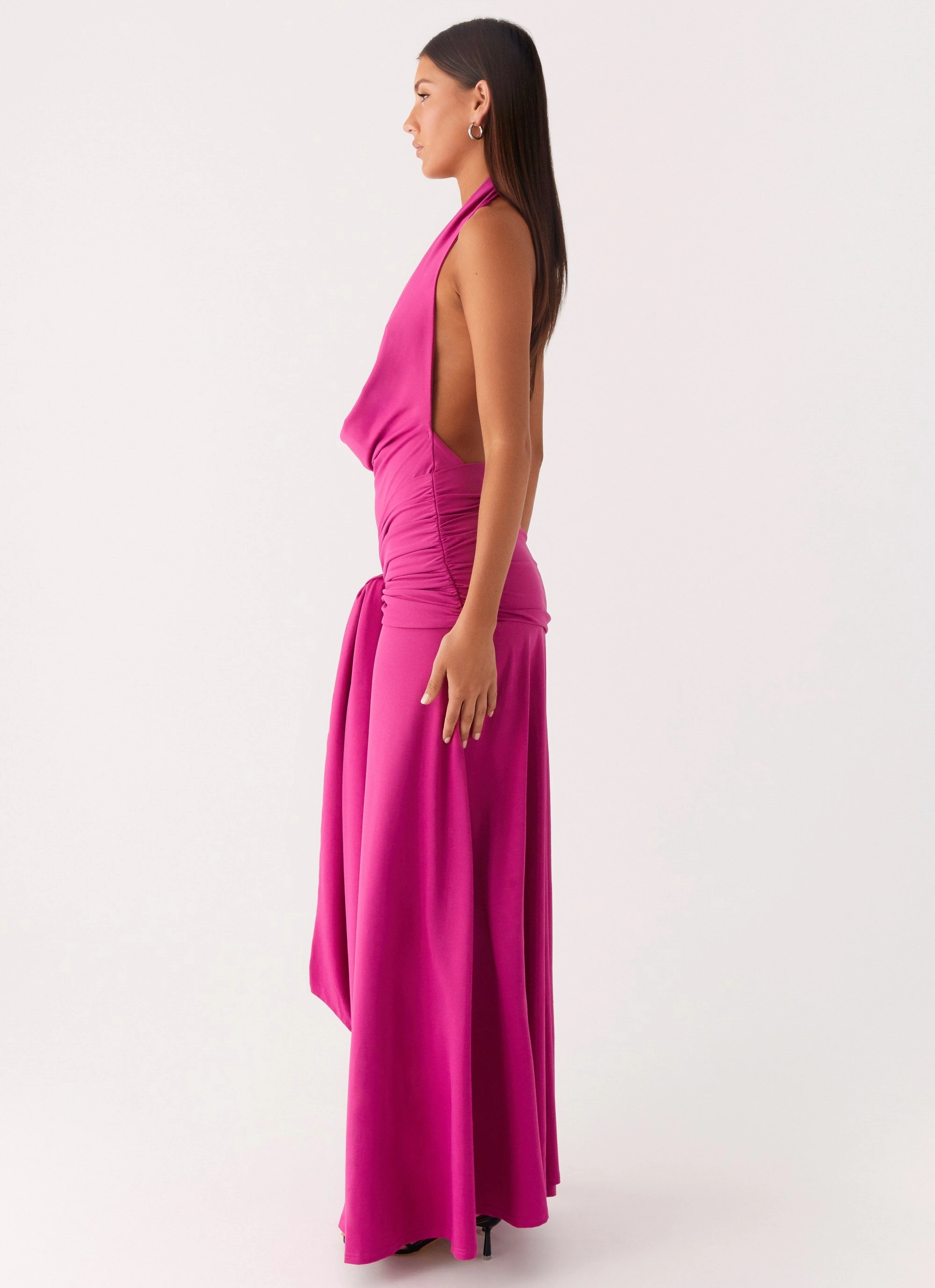 Garden Scene Dreamy Silhouette Rowan Ray Cowl Maxi Dress - Fuchsia