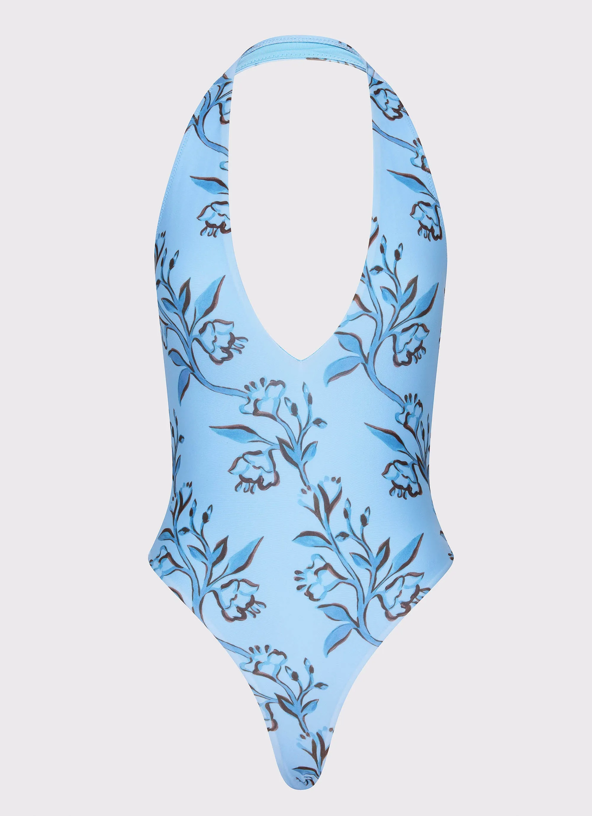 Aerodynamic Contour Panels Odor Resistant Finish Delia One Piece Swimsuit - Blue Floral Print