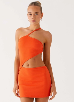 Riano Cut Out Mini Dress - Fire Orange Muted Tones Special-Occasion