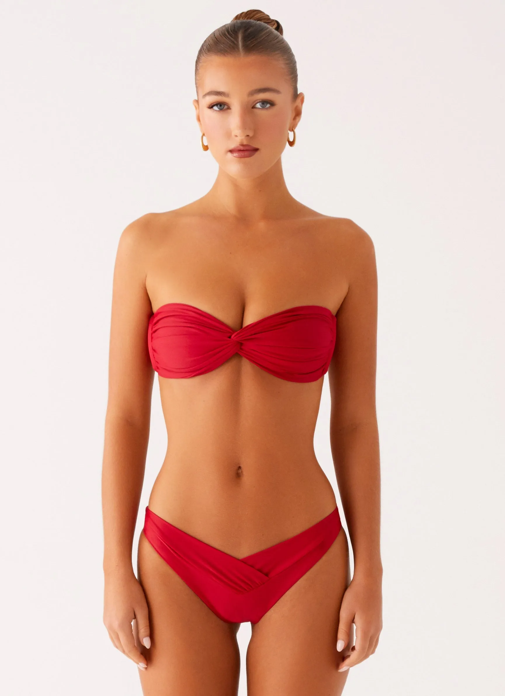 Delta Bandeau Bikini Top - Deep Red Top-rated