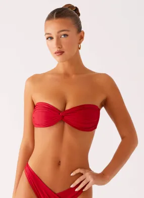 Sun Safe Layering Piece Delta Bandeau Bikini Top - Deep Red