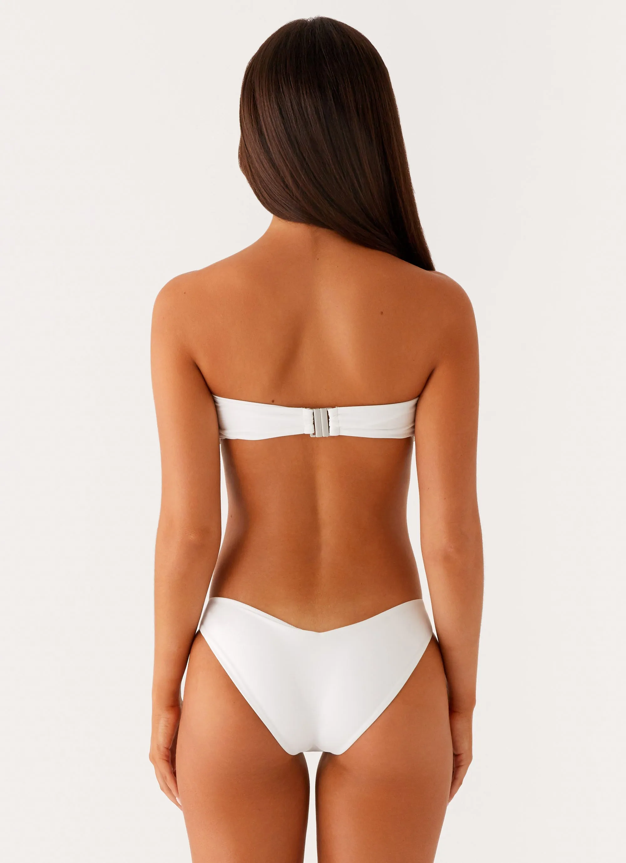 Delta Bikini Bottoms - White Shelf Bra Design