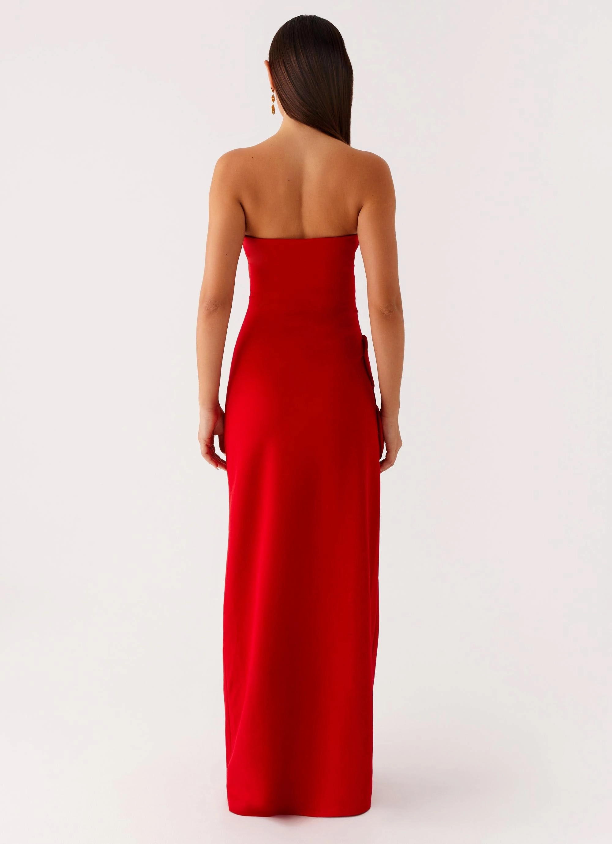 Minimalist Layering Hilton Strapless Maxi Dress - Red