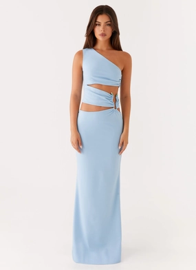 Stylish Mood Ready Anytime Laylani Cut Out Maxi Dress - Blue