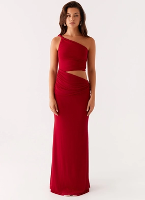 Three Wishes Maxi Dress - Raspberry All-Season Comfort