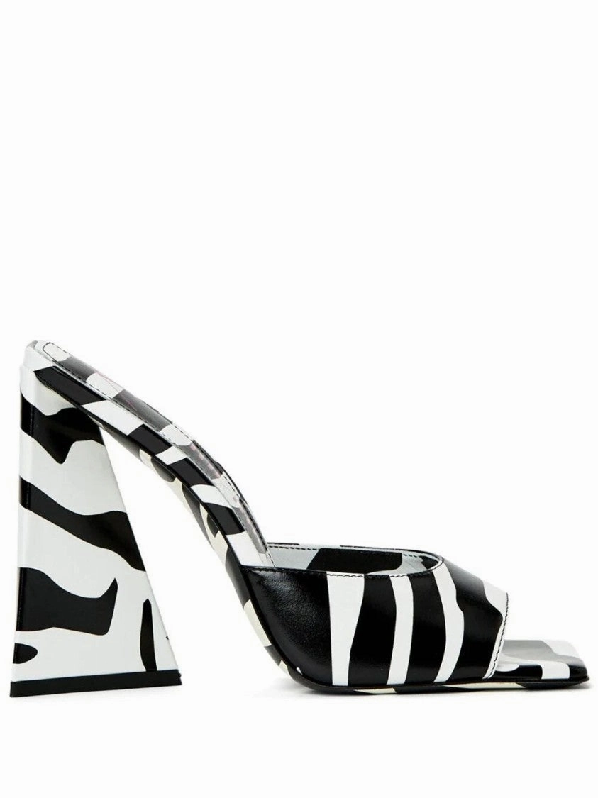 Devon Zebra Print 115Mm Mules Stretchable Fabric