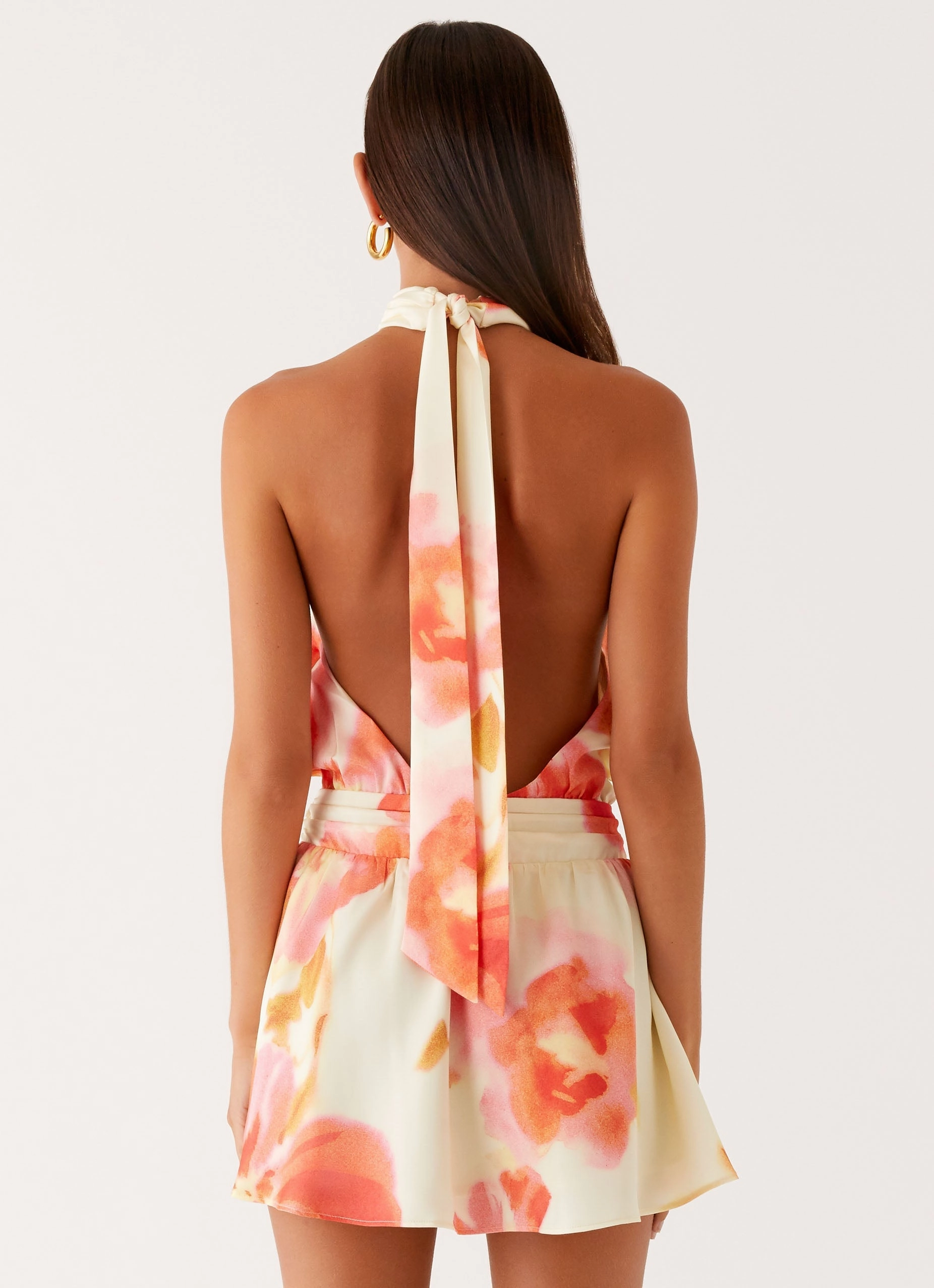 Diablo Backless Mini Dress - Mimosa Blossom Open Design