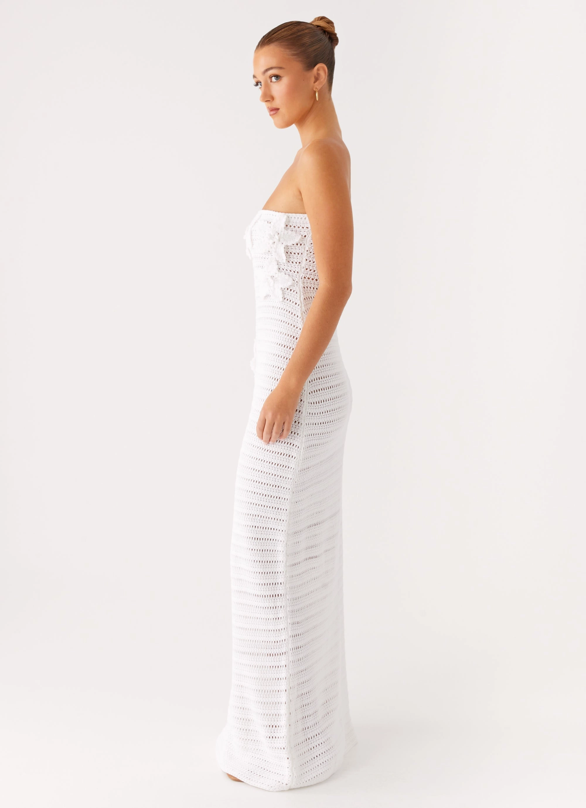 Diaz Crochet Maxi Dress - White Soft Structure Festive Wear