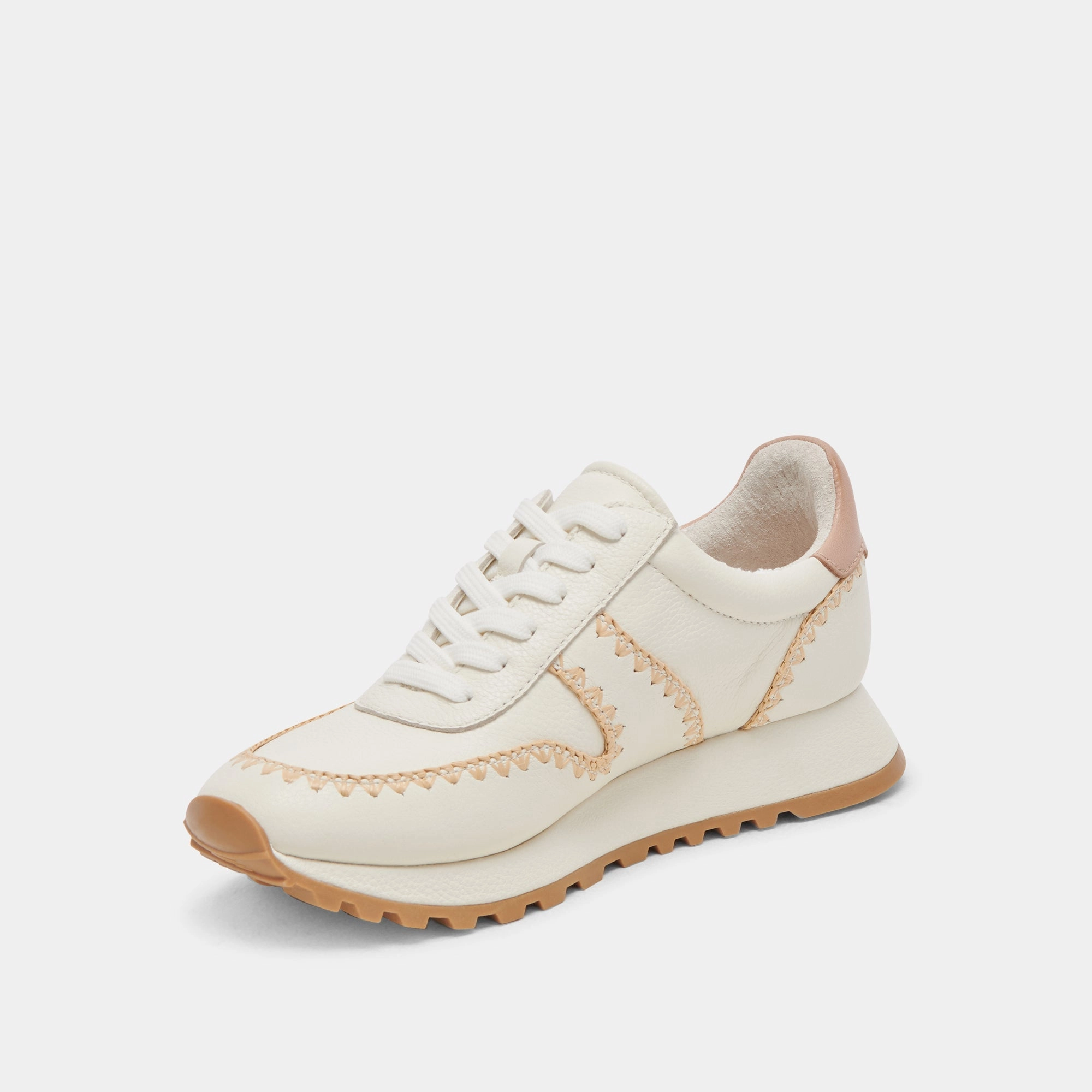 Dolce Vita Ayita Sneakers in White Leather Stretch Entry