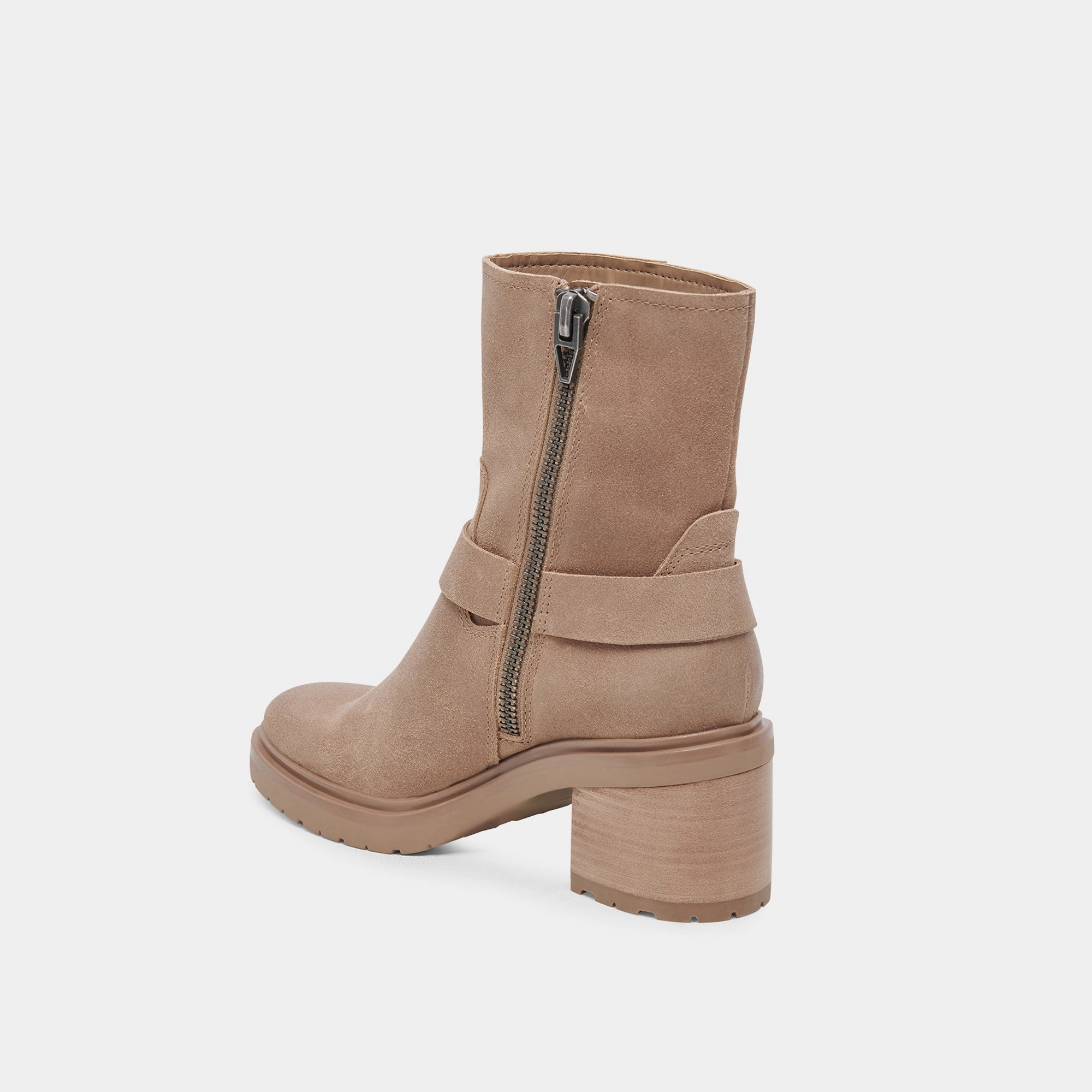 Dolce Vita Camros Boots in Truffle Suede Zip Up Style