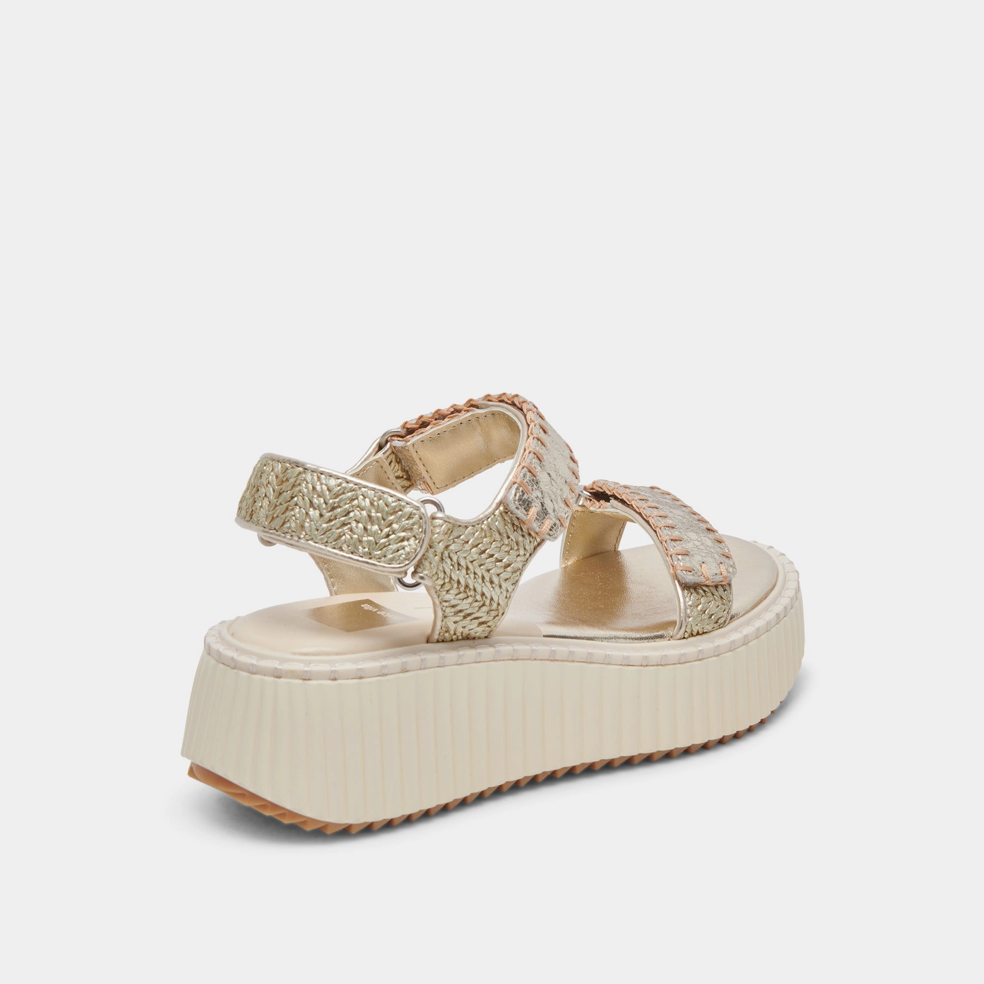 Performance Fit Comfort Slip-On Sandals Dolce Vita Debra Platform Sandals in Platinum Distressed Leather