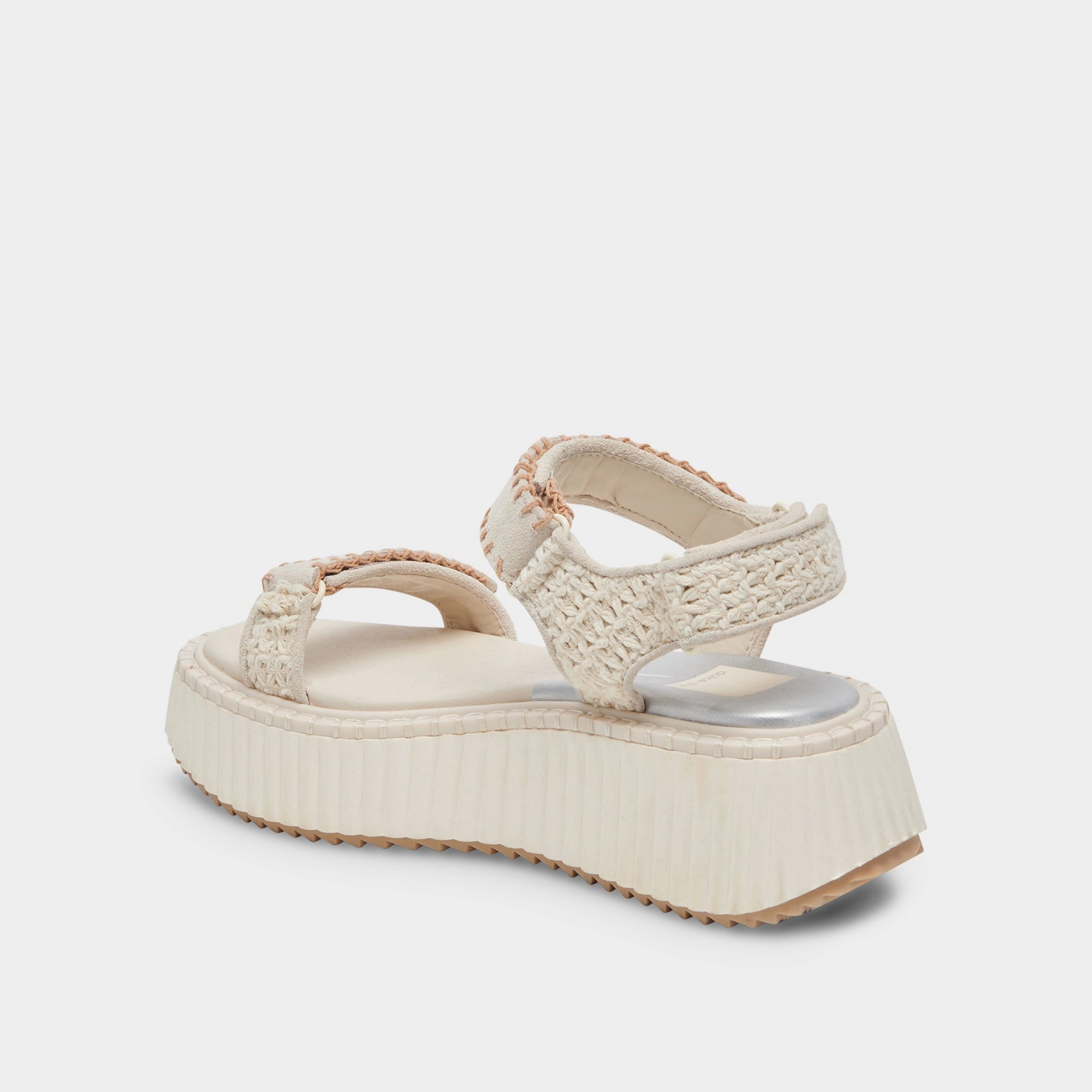 Dolce Vita Debra Sandals in Ivory Suede Reinforced Toe Guard Contoured