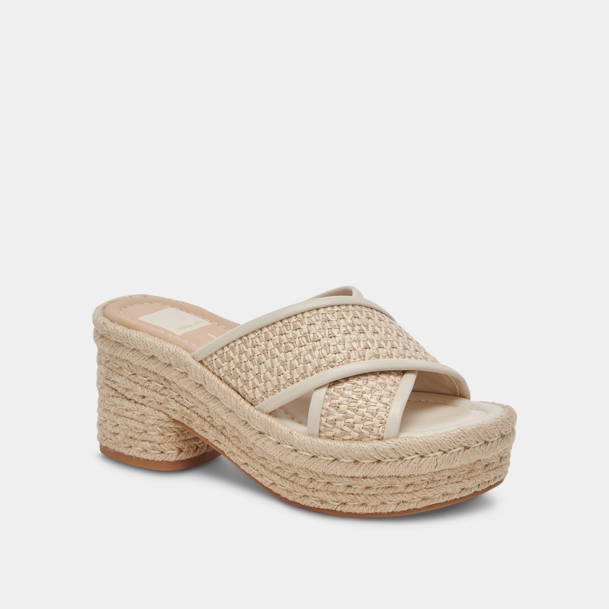 Instant Sandals Slip Off Dolce Vita Eldora Heels in Natural White Raffia