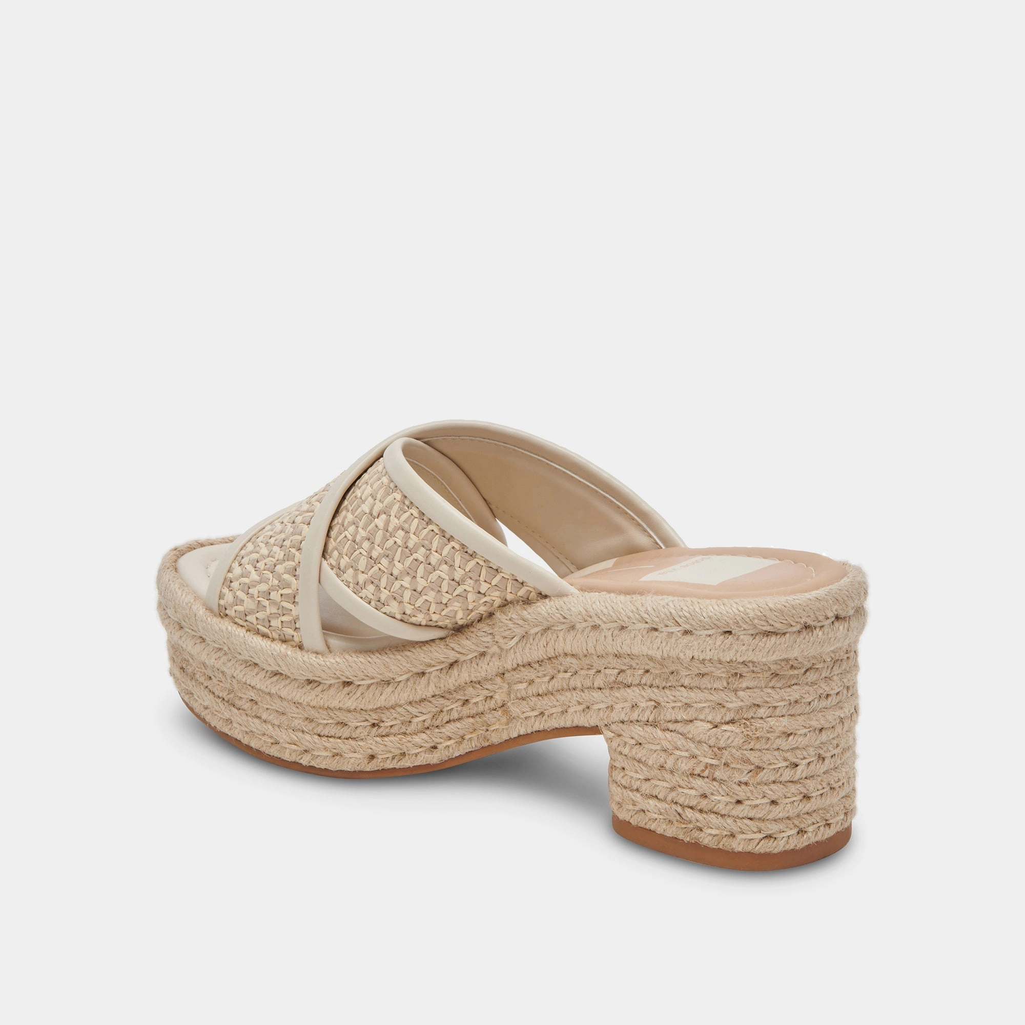 Quick Fit Sandals Comfortable For Workouts Dolce Vita Eldora Heels in Natural White Raffia