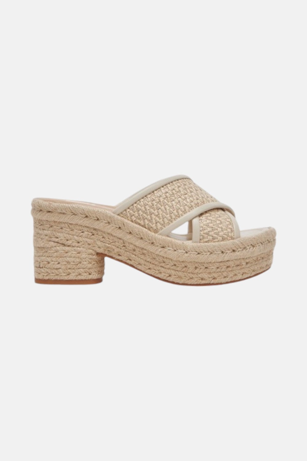 Minimal Slide Lightweight Midsole Dolce Vita Eldora Heels in Natural White Raffia