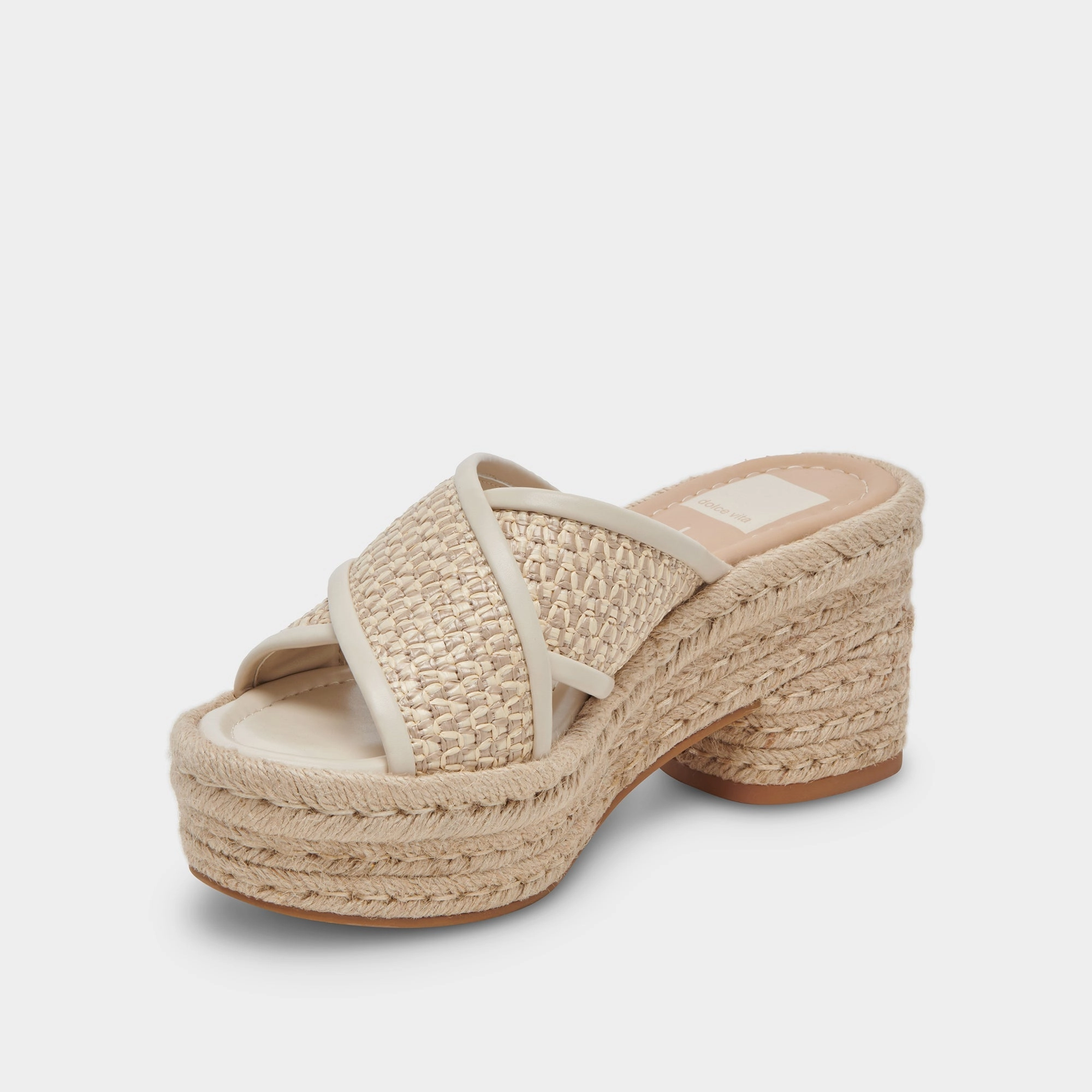 Seamless Walk Dolce Vita Eldora Heels in Natural White Raffia
