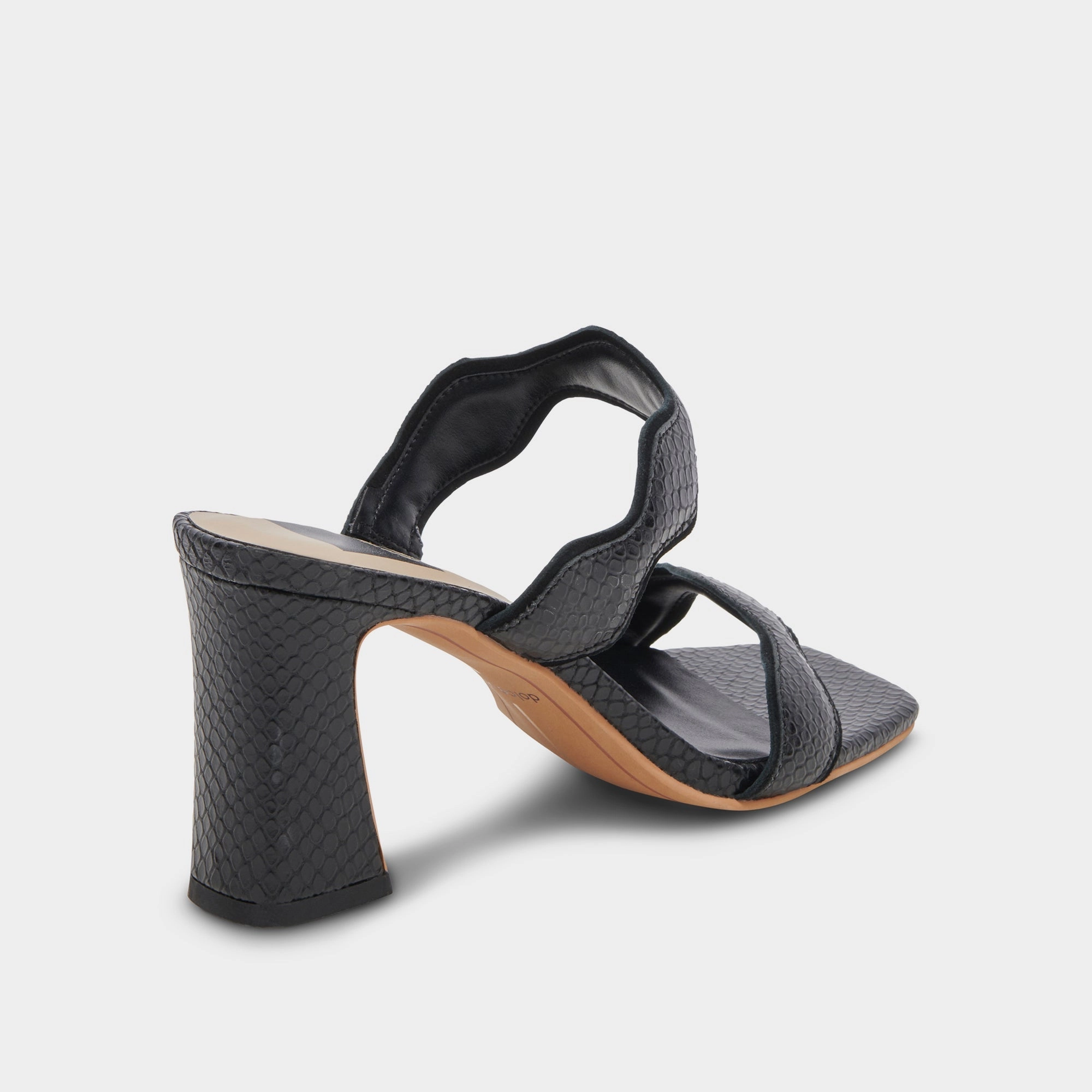 Casual Sandals Dolce Vita Ilva Heels in Onyx Embossed Leather