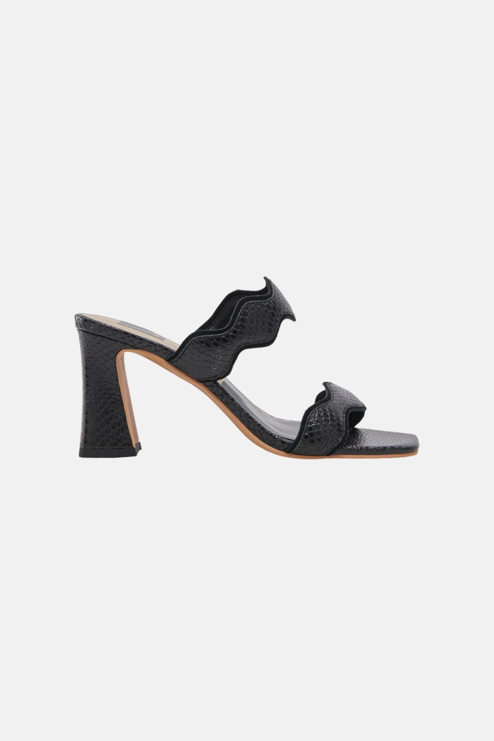 Dolce Vita Ilva Heels in Onyx Embossed Leather Removable Footbed
