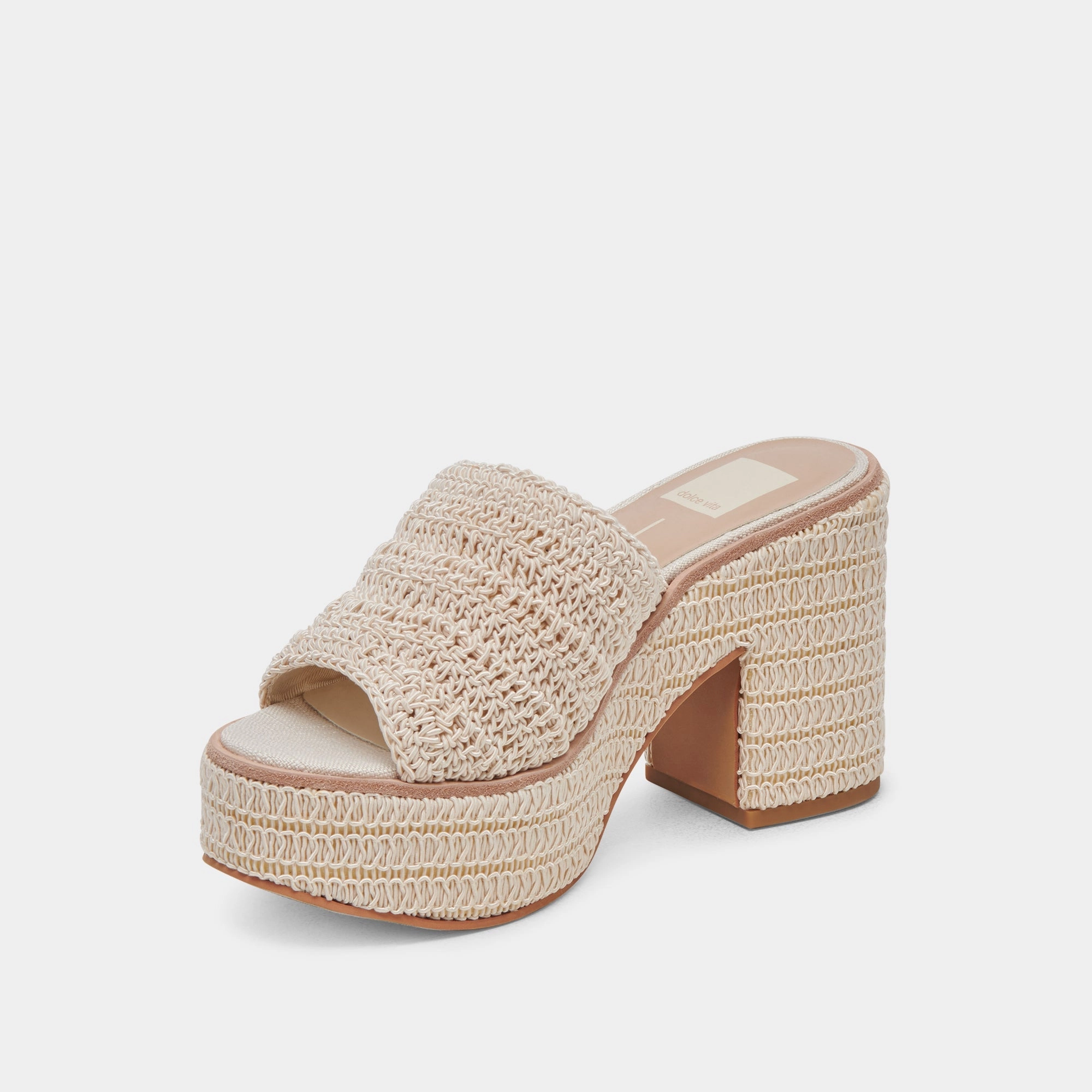 Dolce Vita Ladin Heels in Ivory Woven Trendy Footwear Sexy High Heels