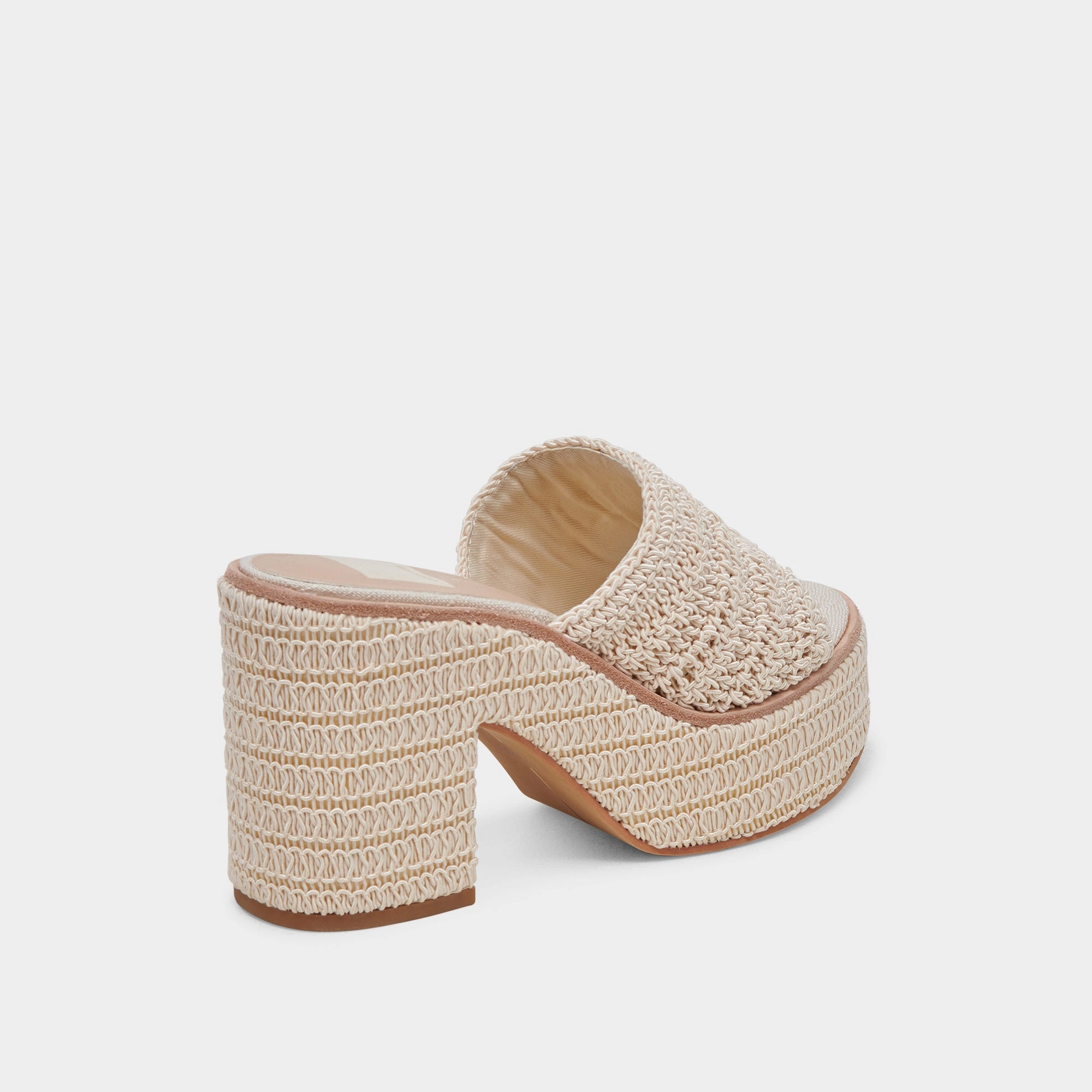 Leather Insole Evening Sandals Dolce Vita Ladin Heels in Ivory Woven