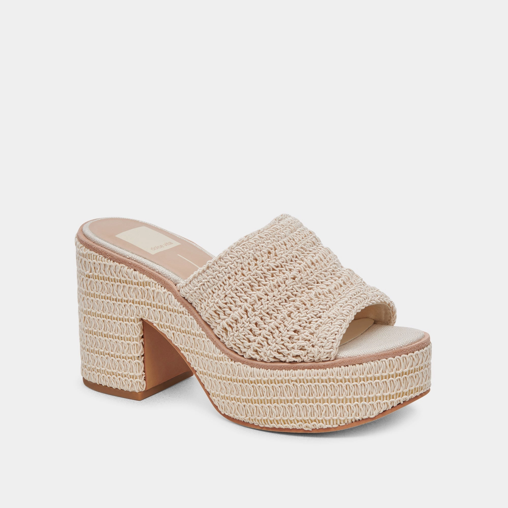 Winter Sandals Dolce Vita Ladin Heels in Ivory Woven
