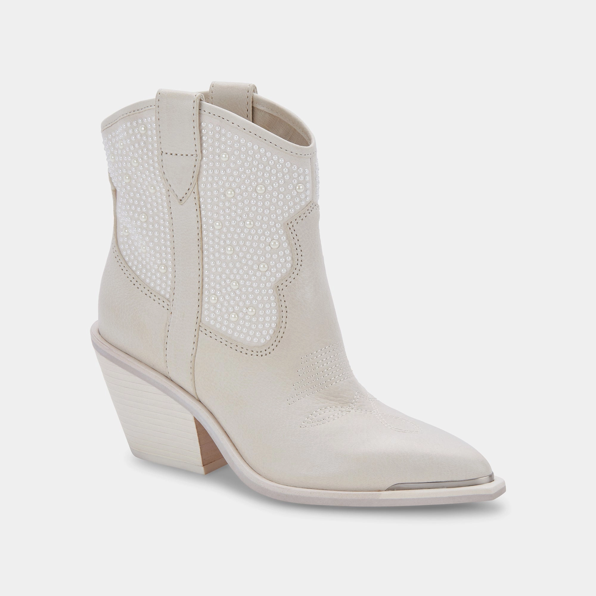 Dolce Vita Nashe Booties in Off White Pearls Breathable Windy Weather
