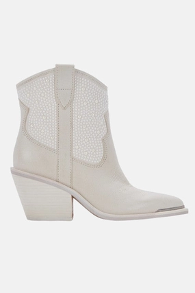 Dolce Vita Nashe Booties in Off White Pearls Abrasion Resistant Material Western Style