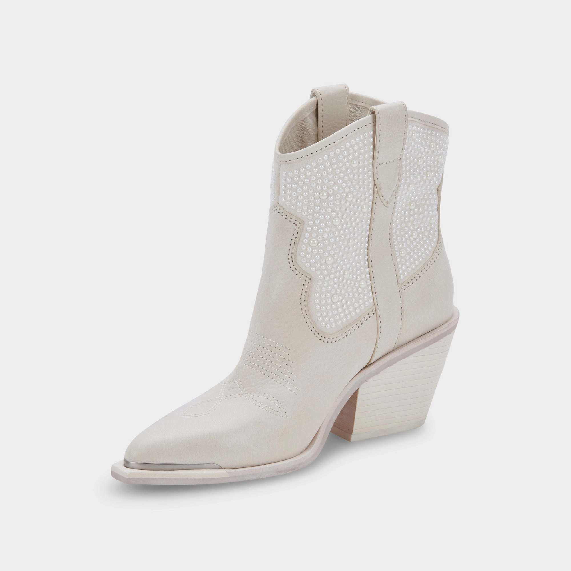 Dolce Vita Nashe Booties in Off White Pearls Zip Up Style