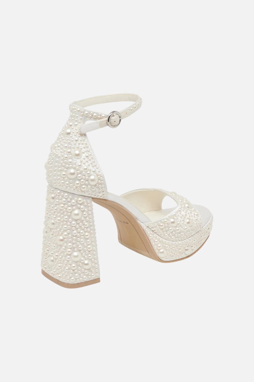 platform sandals Open Toe Dolce Vita Pandro Pearl Heels in True White Satin