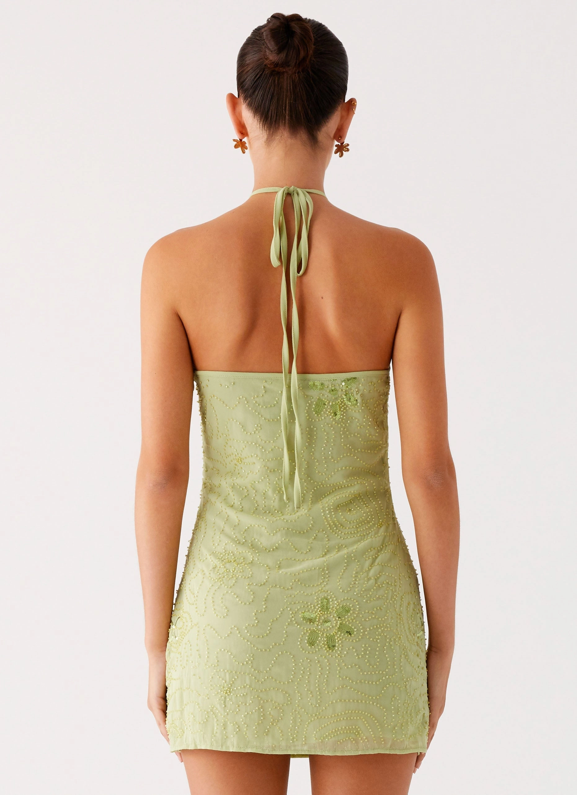 Silky Movement Kiara Beaded Mini Dress - Mint