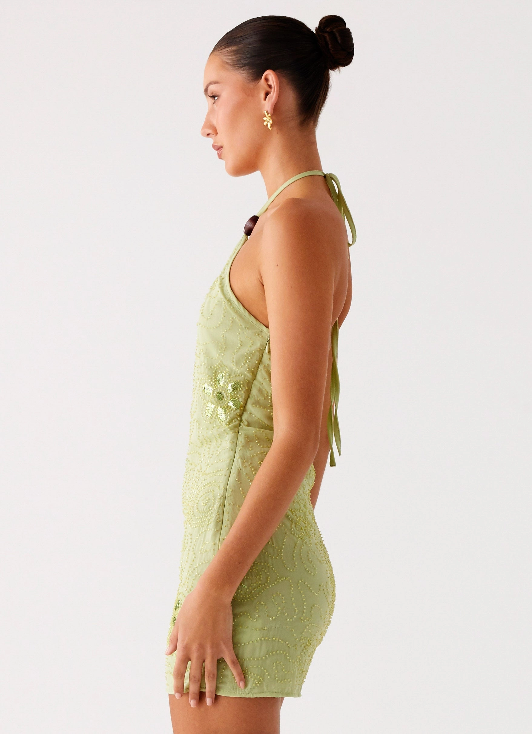 Kiara Beaded Mini Dress - Mint Cool Look