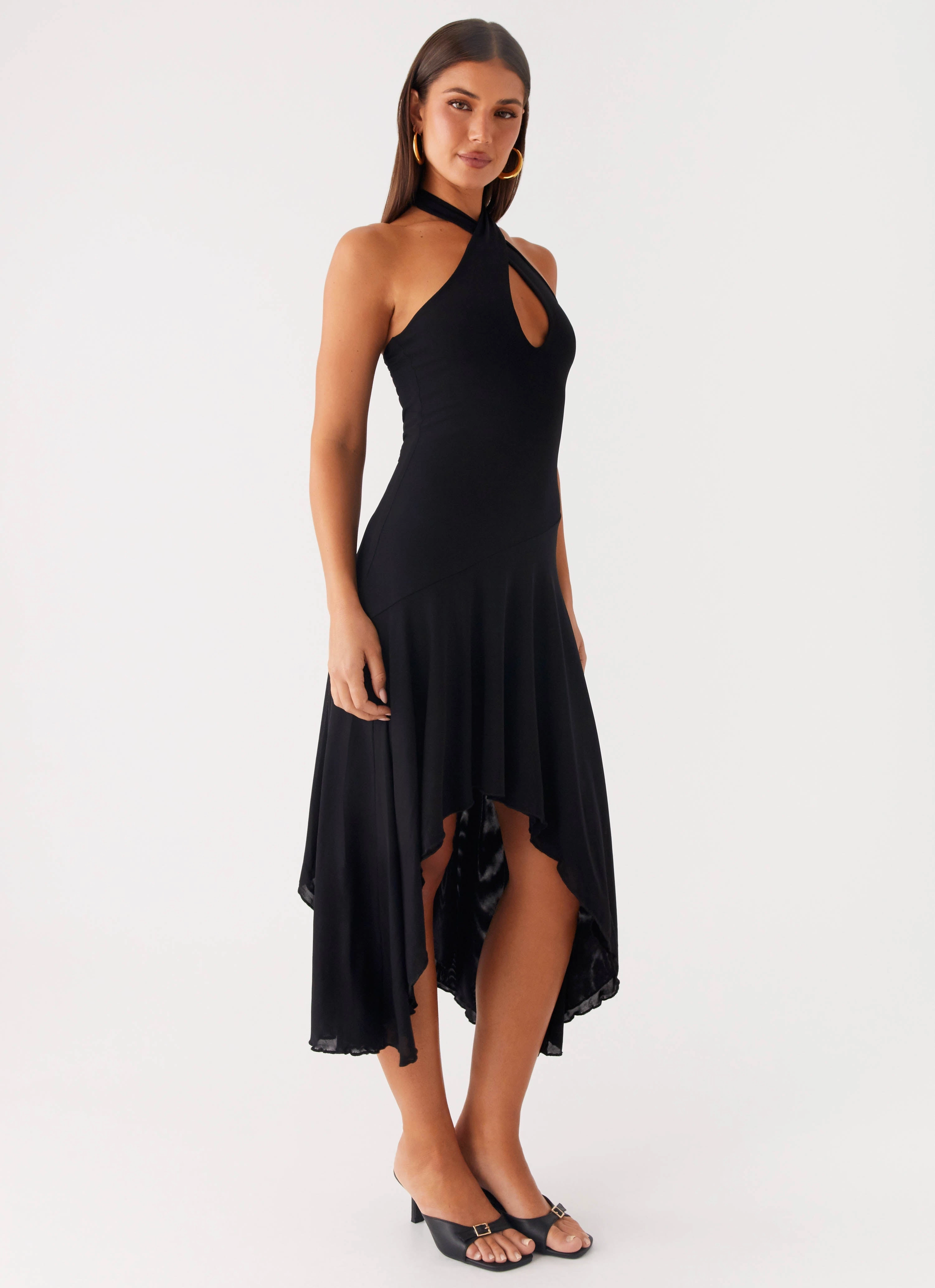 Casual Days Evening Event Velvet Sky Midi Dress - Black