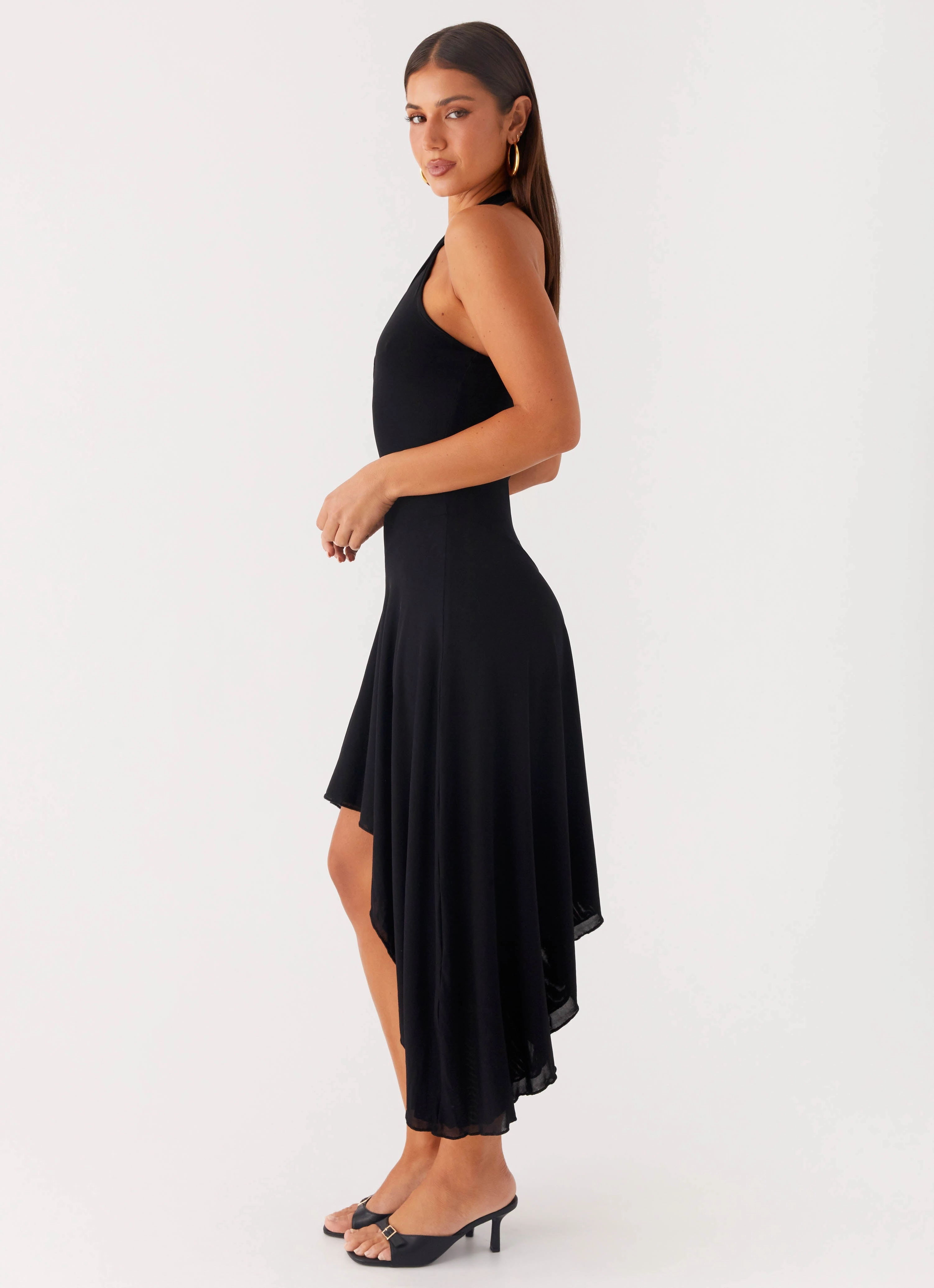 Velvet Sky Midi Dress - Black Essential Piece Smart Layer Wear
