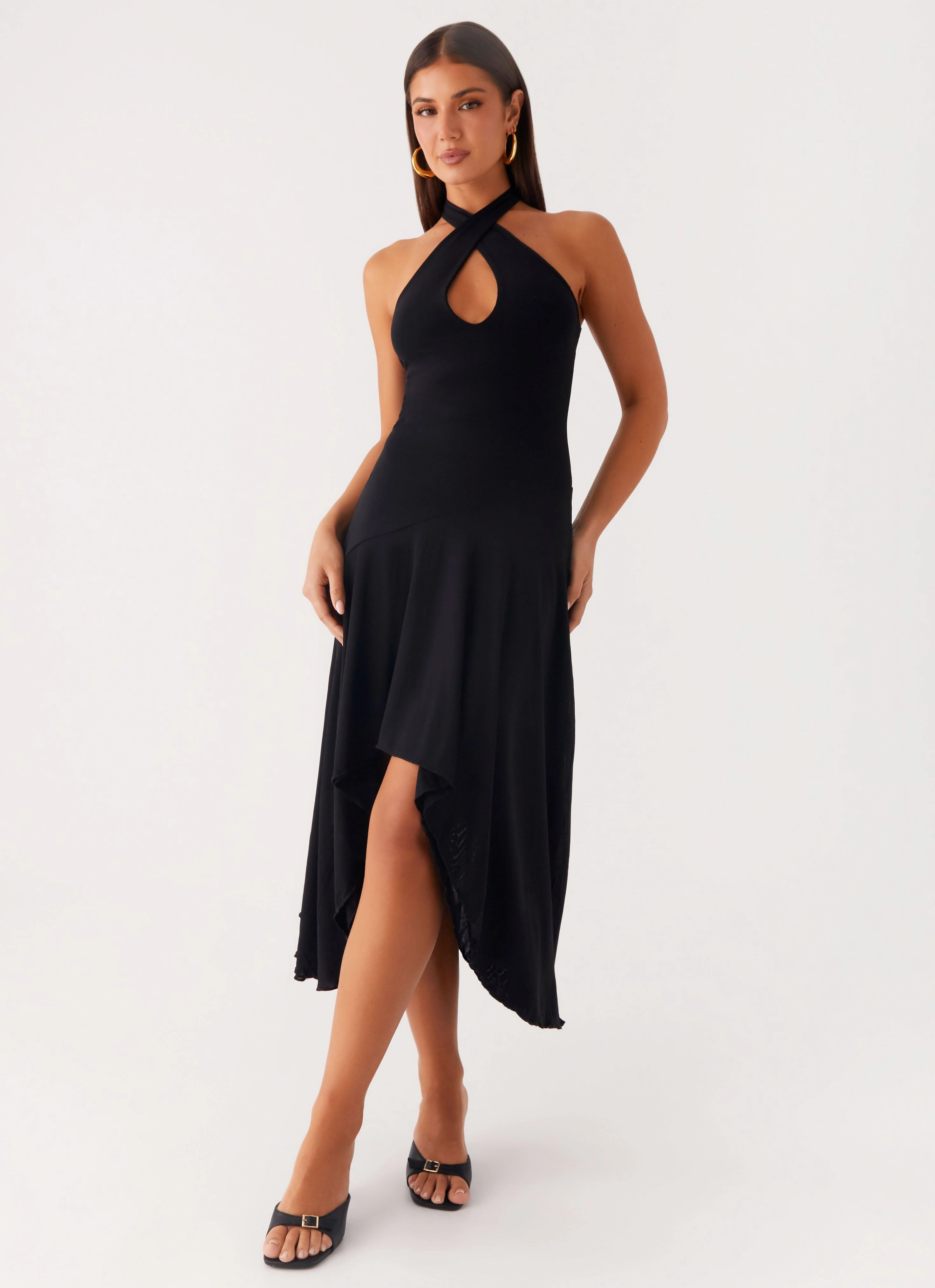 Velvet Sky Midi Dress - Black Clean Cut