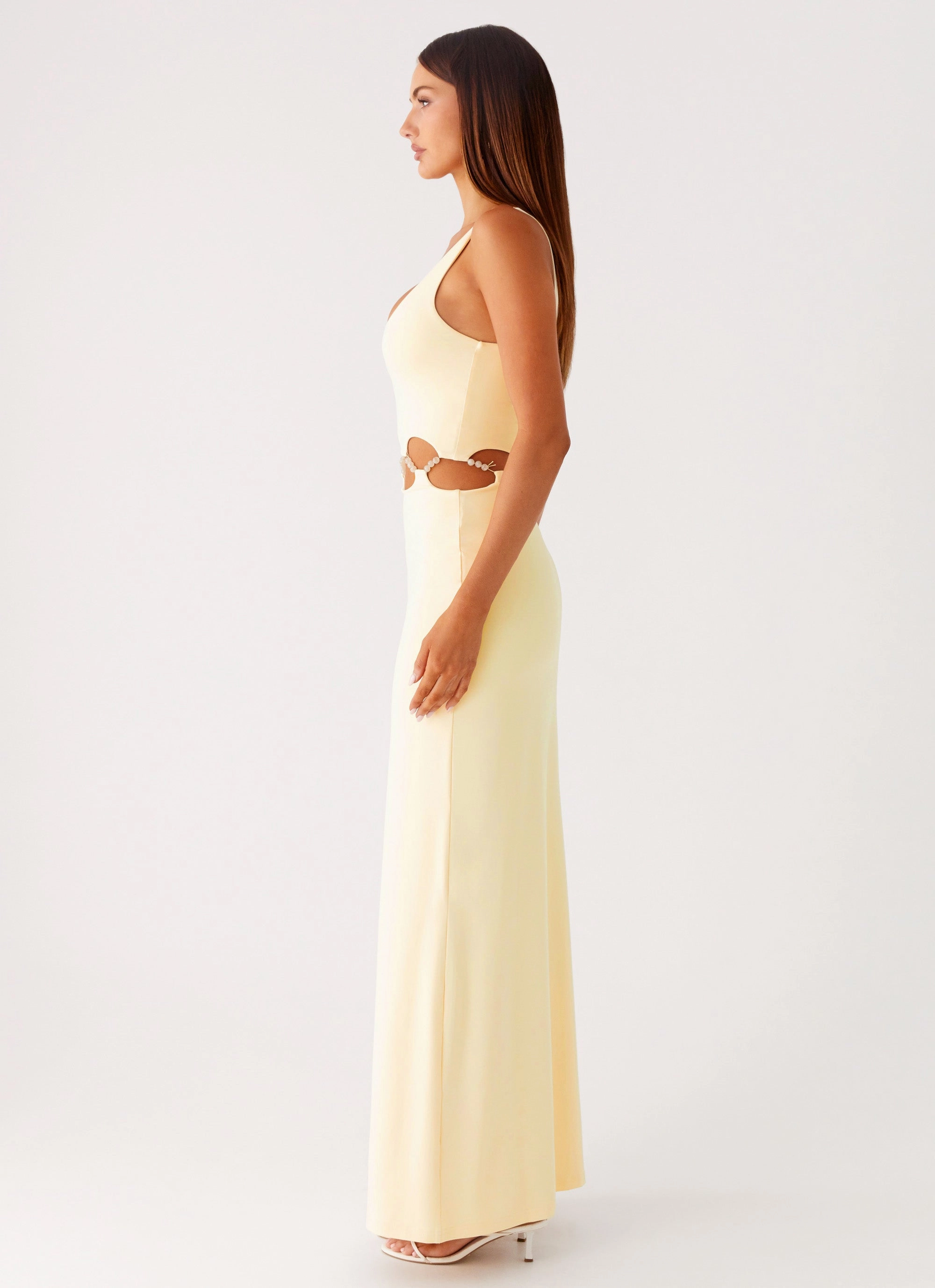 Dreamboat Beaded Maxi Dress - Yellow Feminine Energy Hand-Wash
