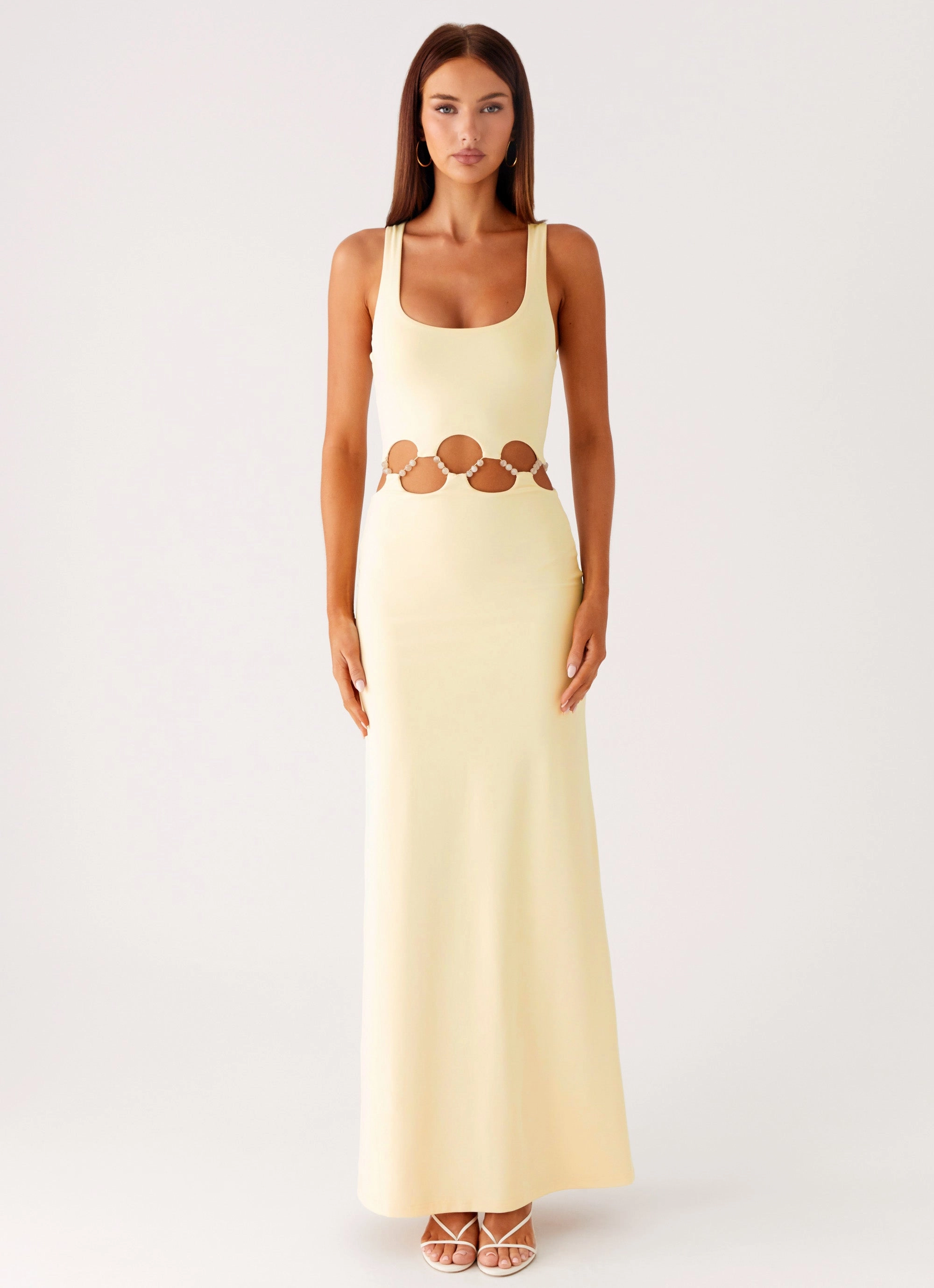 Dreamboat Beaded Maxi Dress - Yellow Warm Base Cotton Skin