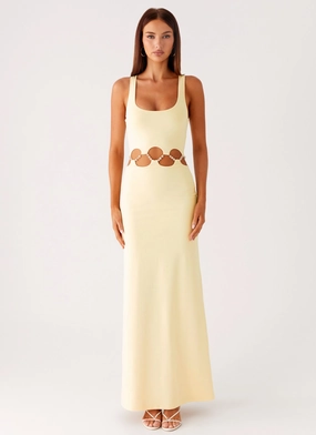 Dreamboat Beaded Maxi Dress - Yellow Warm Base Cotton Skin
