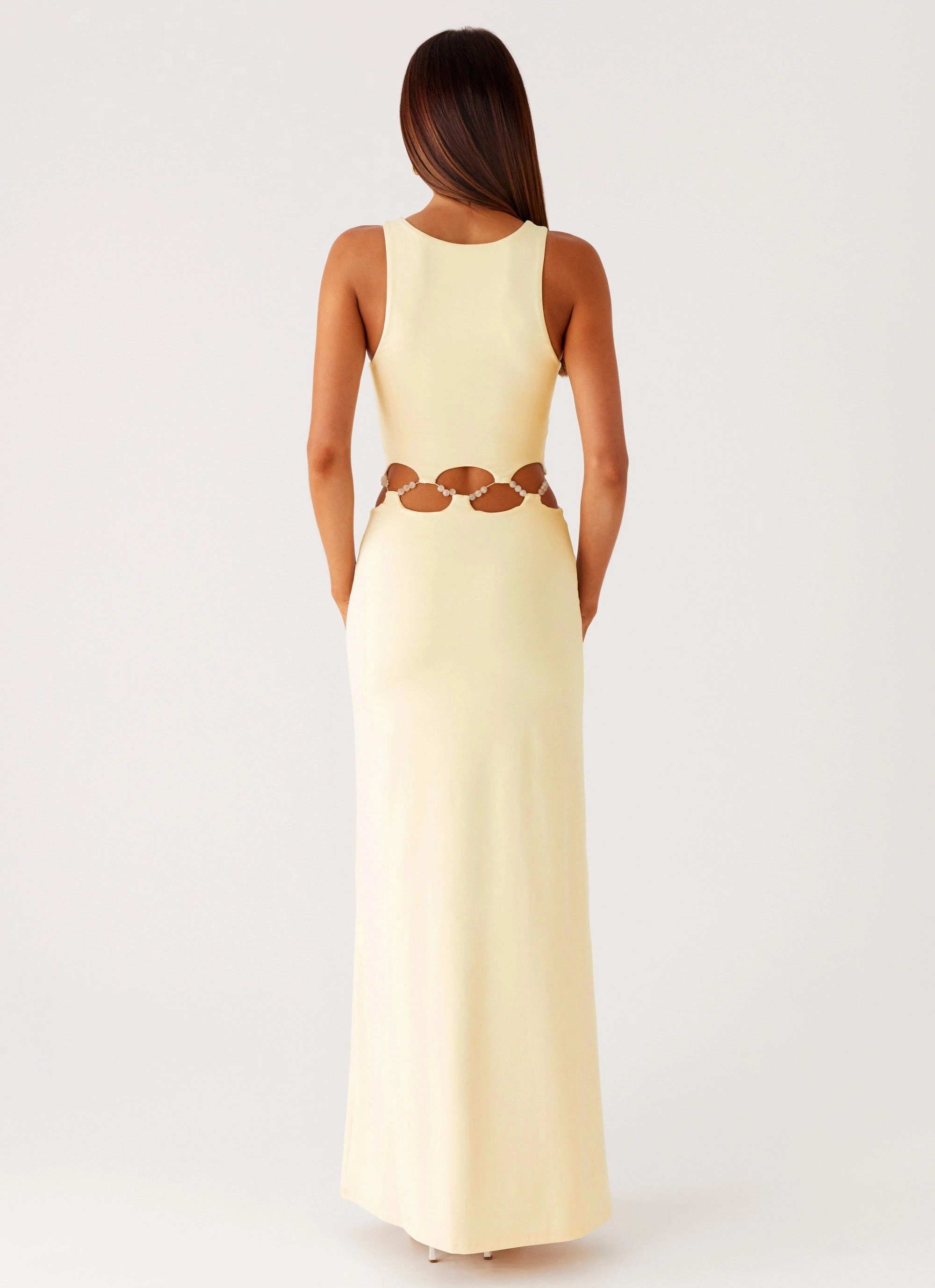 Vintage Vibe Dreamboat Beaded Maxi Dress - Yellow