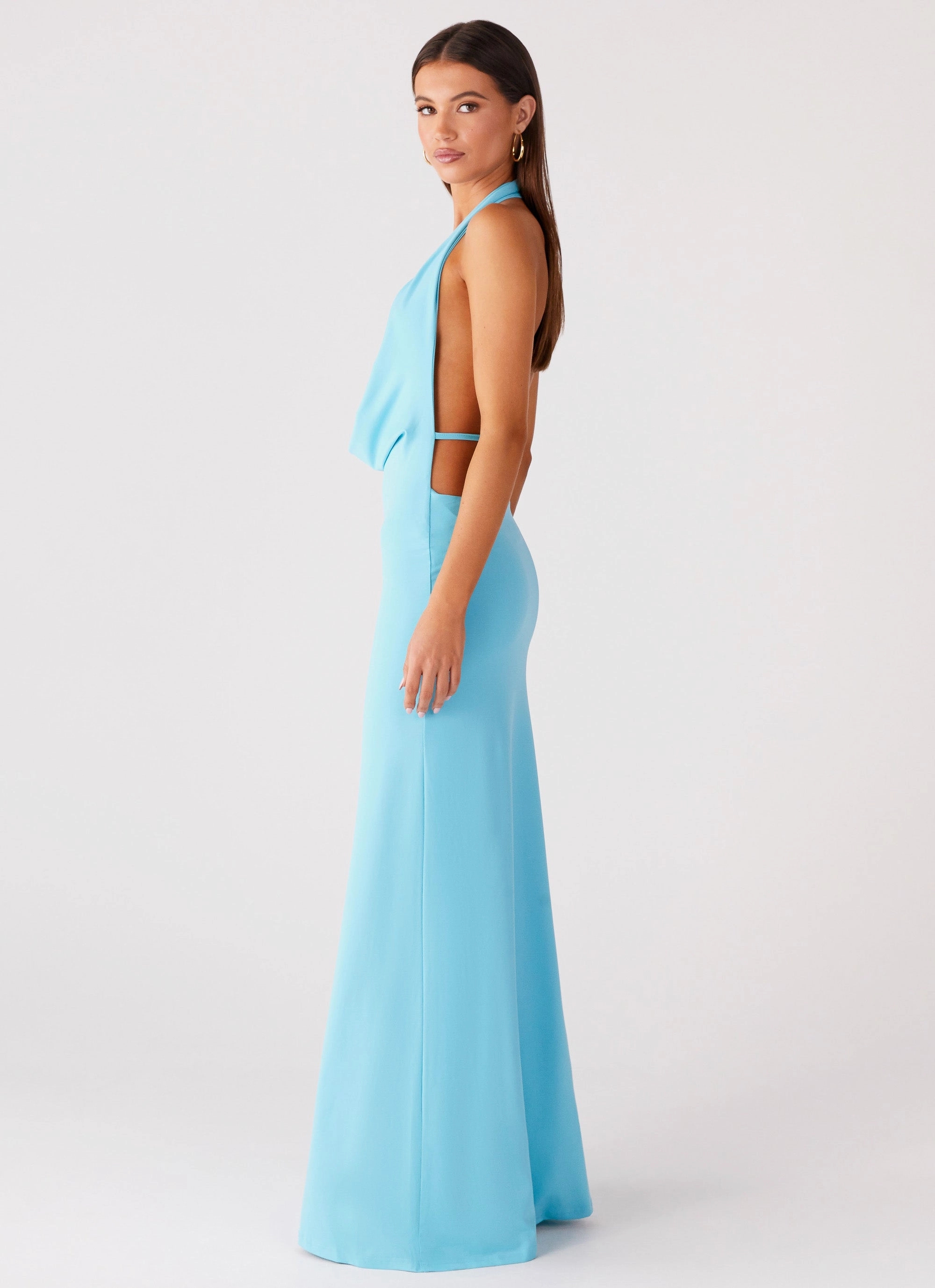 Smart And Comfortable All Look Driftwood Cowl Maxi Dress - Turquoise