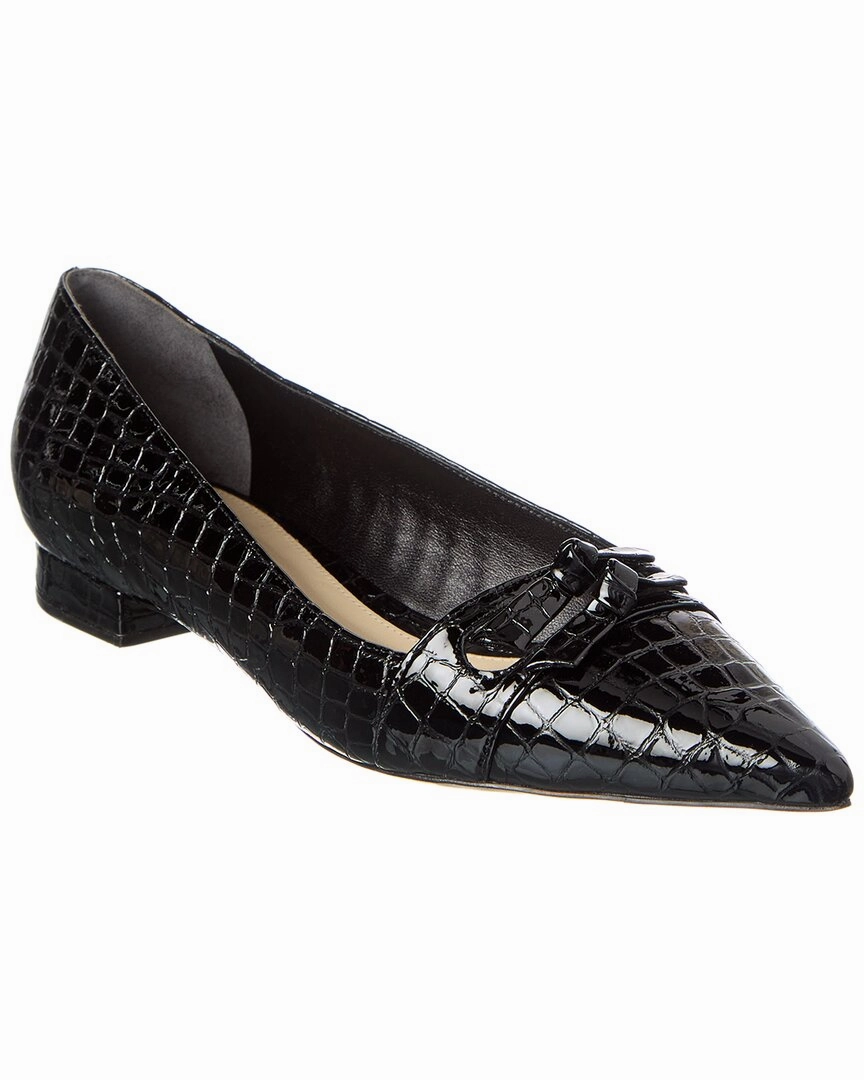 Alexandre Birman Kate Croc-Embossed Patent Flat Minimalist Look Speed Enhancement