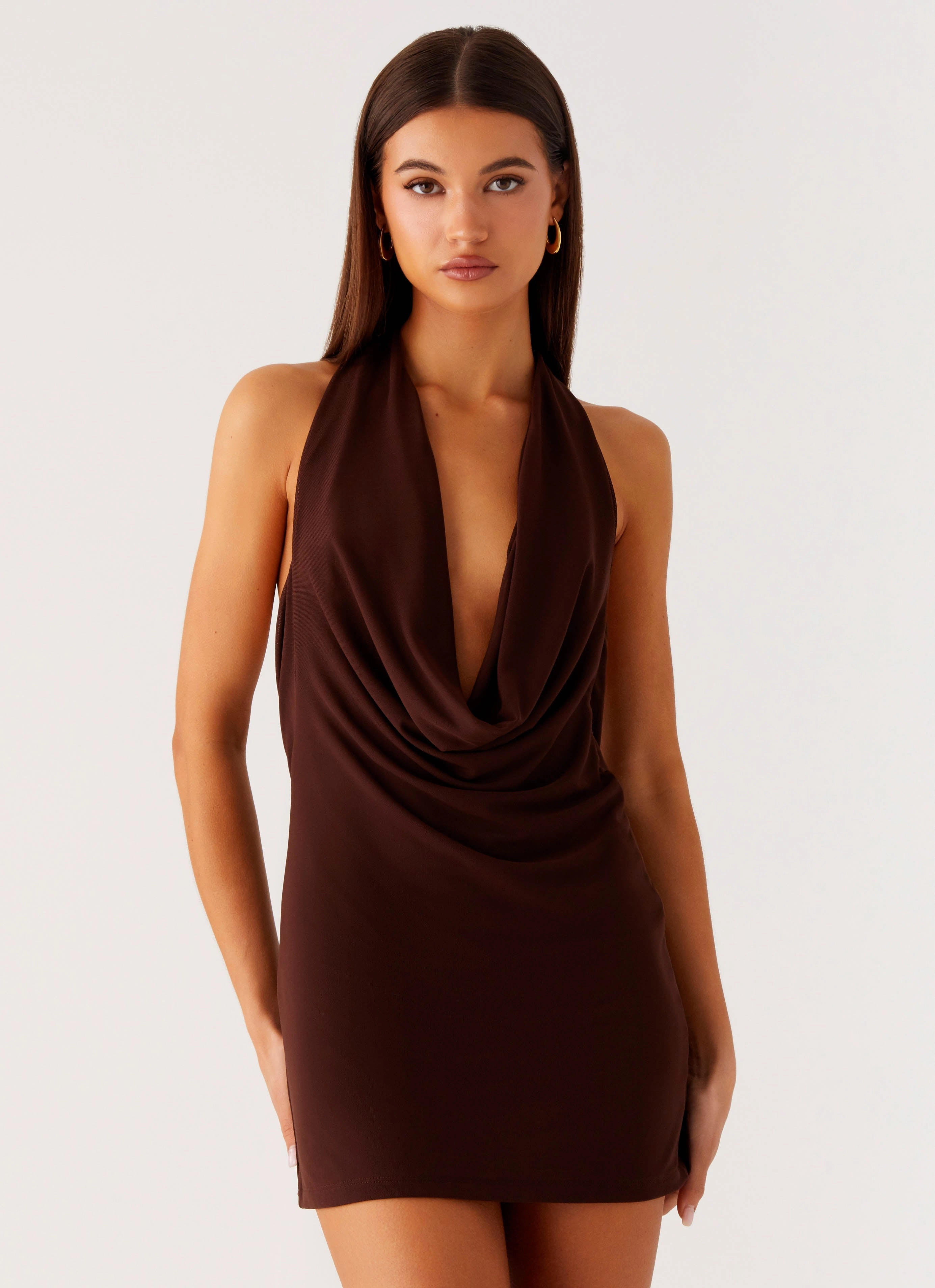 Casual-Look Evening Tone Saffron Skies Mini Dress - Chocolate