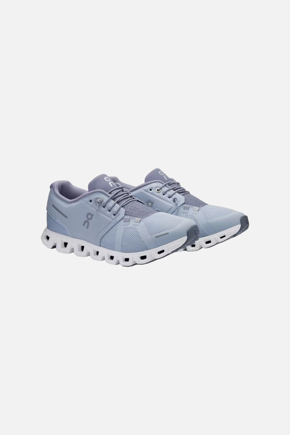 On Running Womens Cloud 5 Sneakers in Heather Fossil Quick lacing