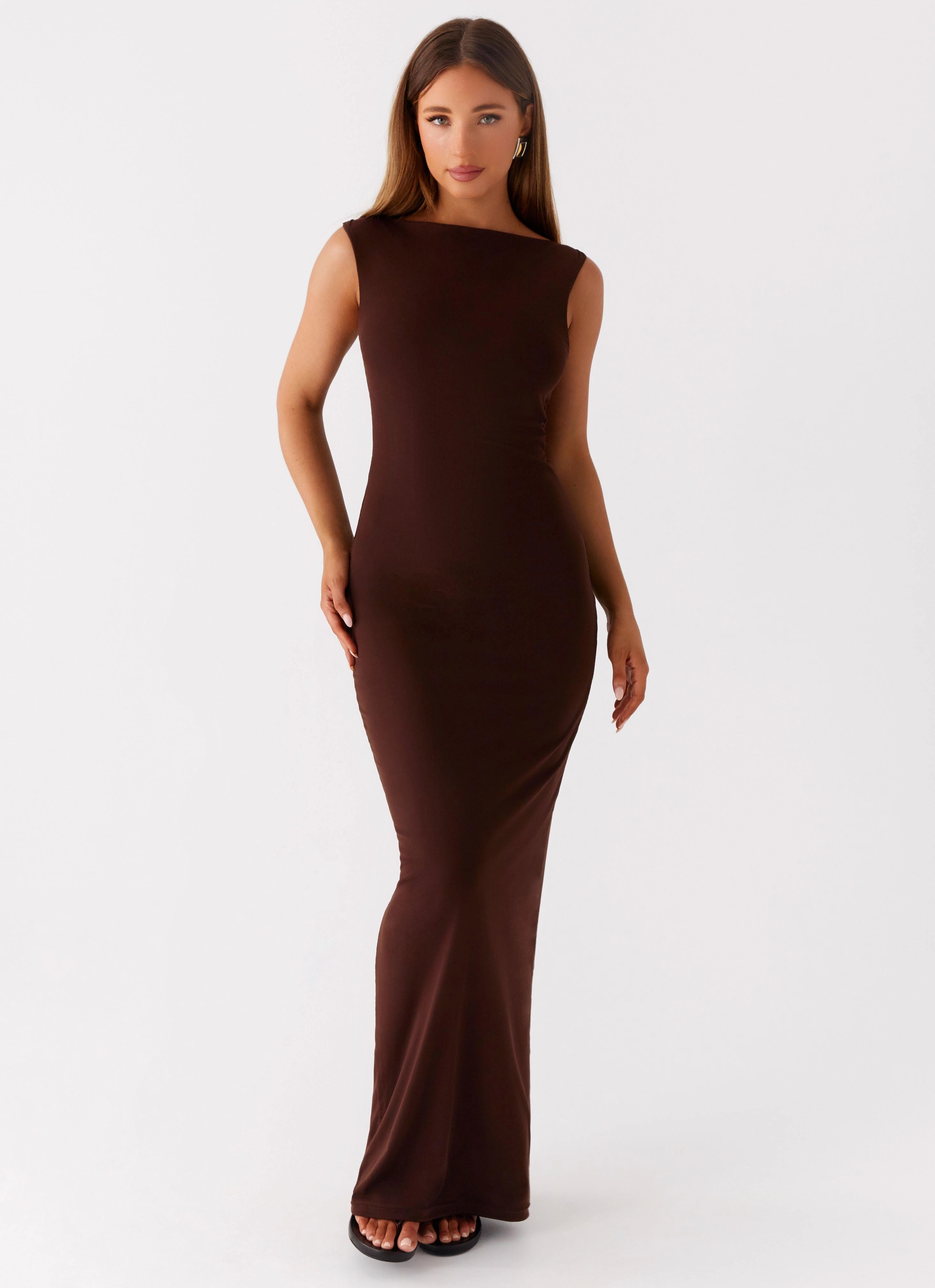 Stylish Mood Flexible Design Earthbound Muse Maxi Dress - Chocolate
