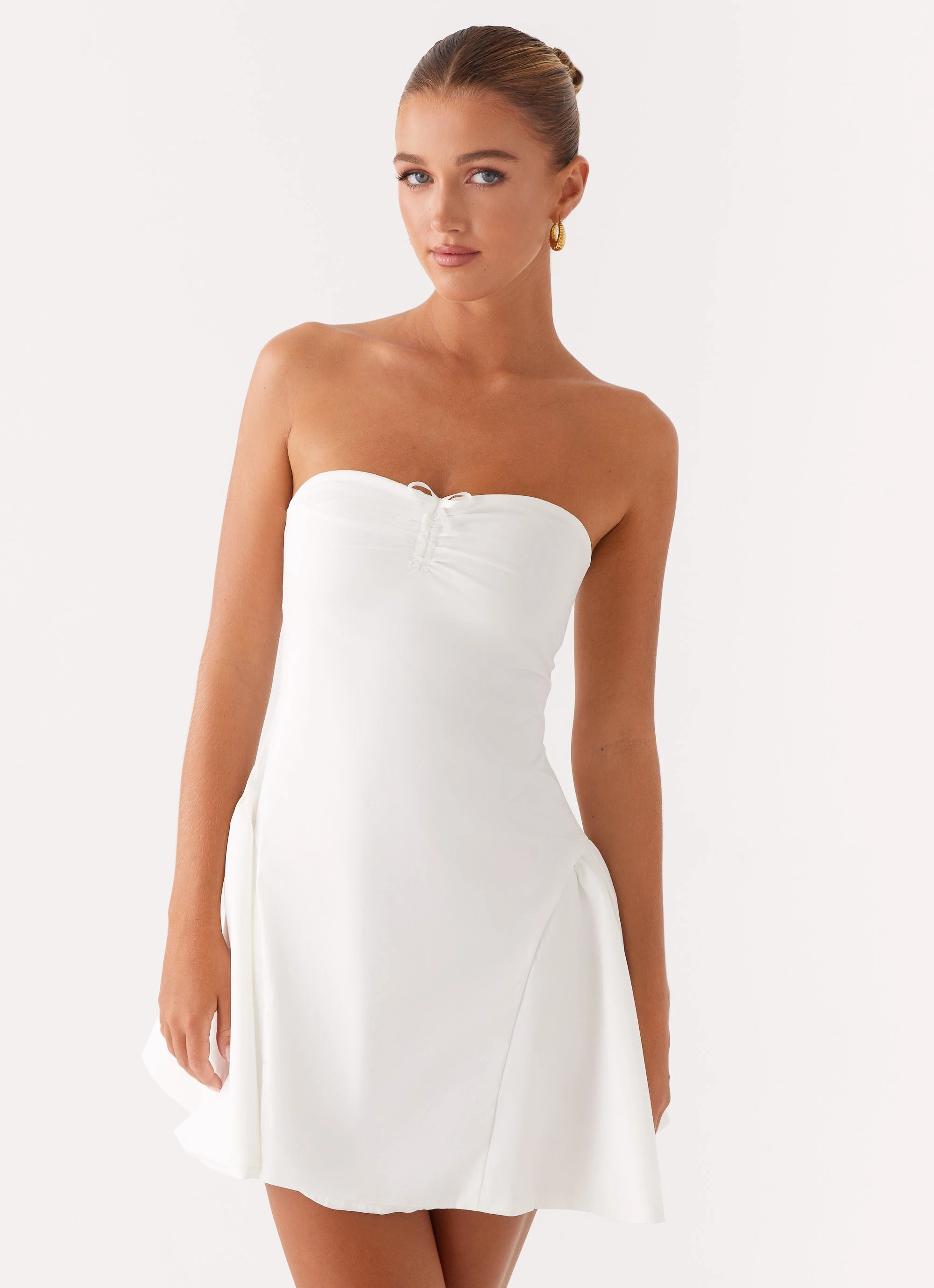 Metallic-Shine Fine Details Lucille Mini Dress - White